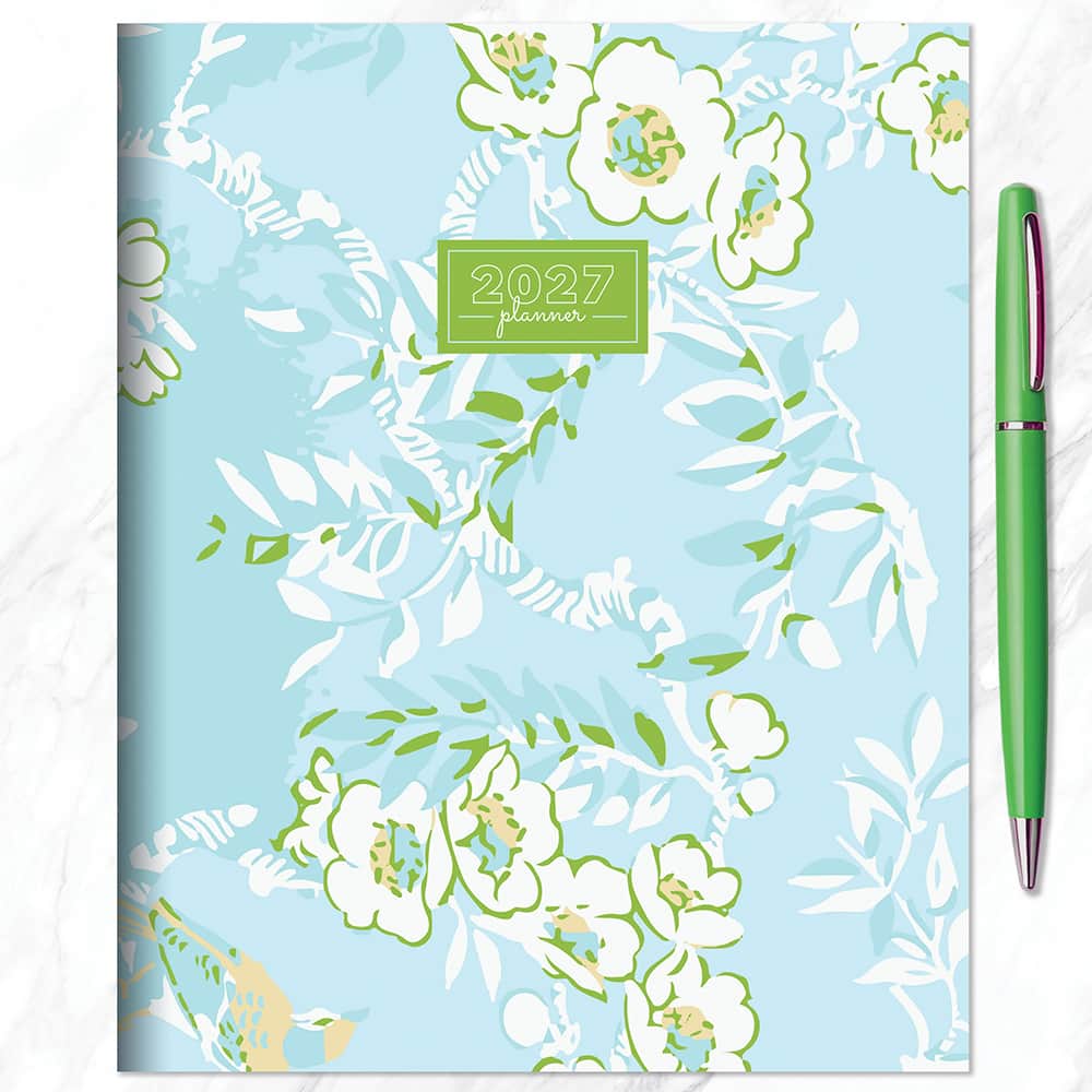 2027 Baby Blue Blooms Medium Monthly Planner