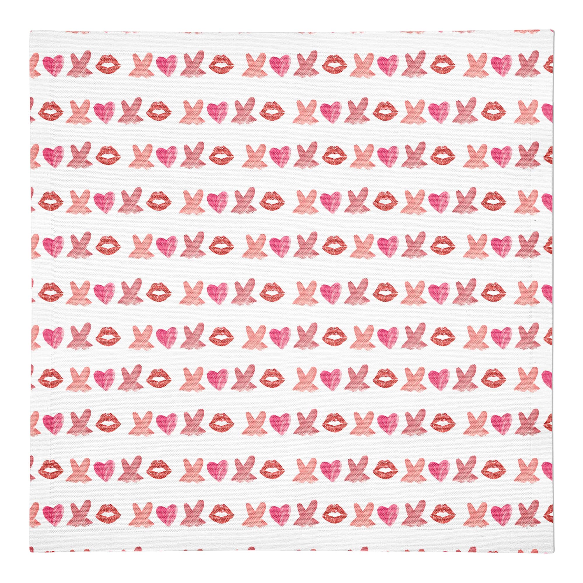 Lipstick XO Pattern 10" x 10" Cotton Twill Napkin