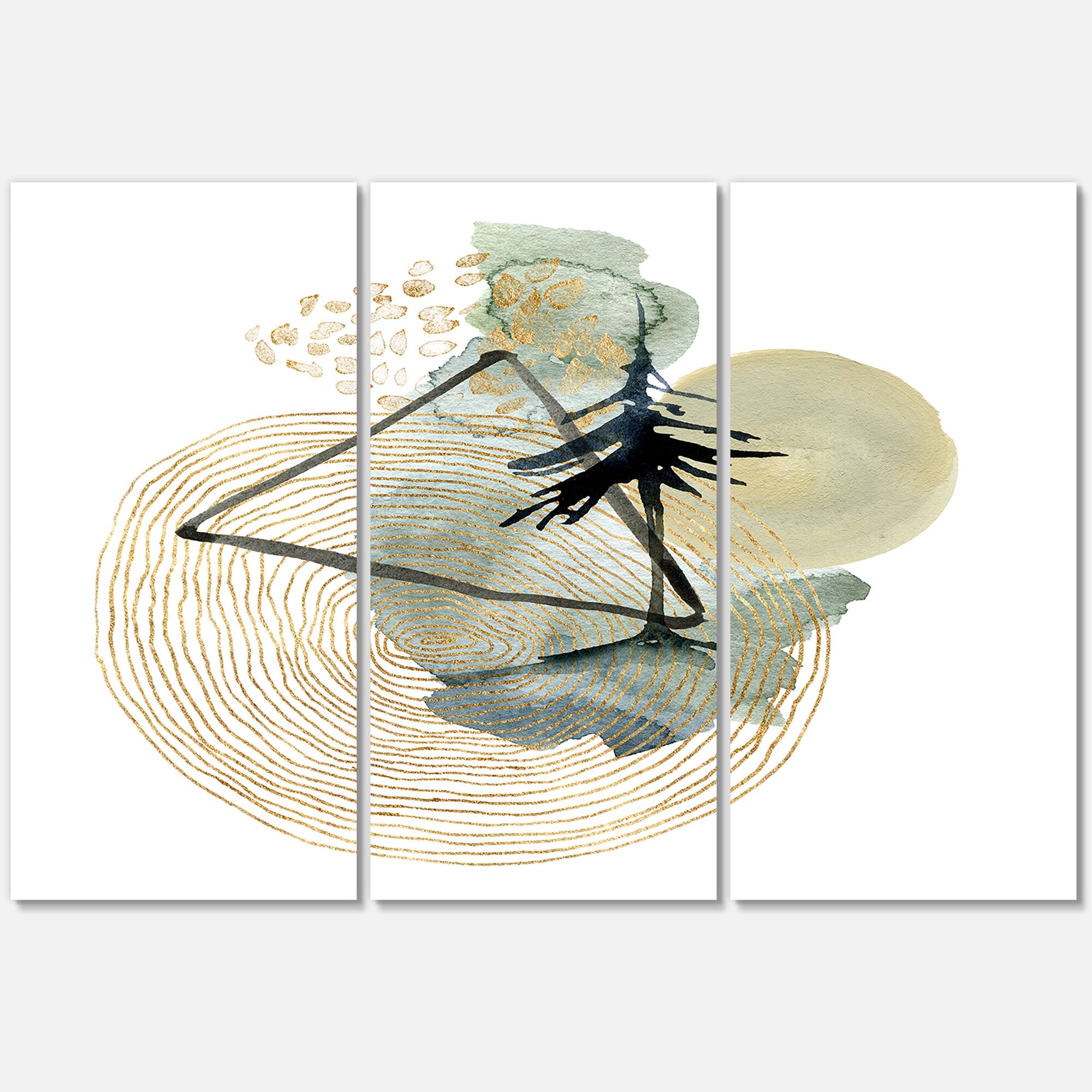 Designart - Abstract Landscape Of Mountains Moon and Tree - Mid-Century Modern Canvas Wall Art Print
