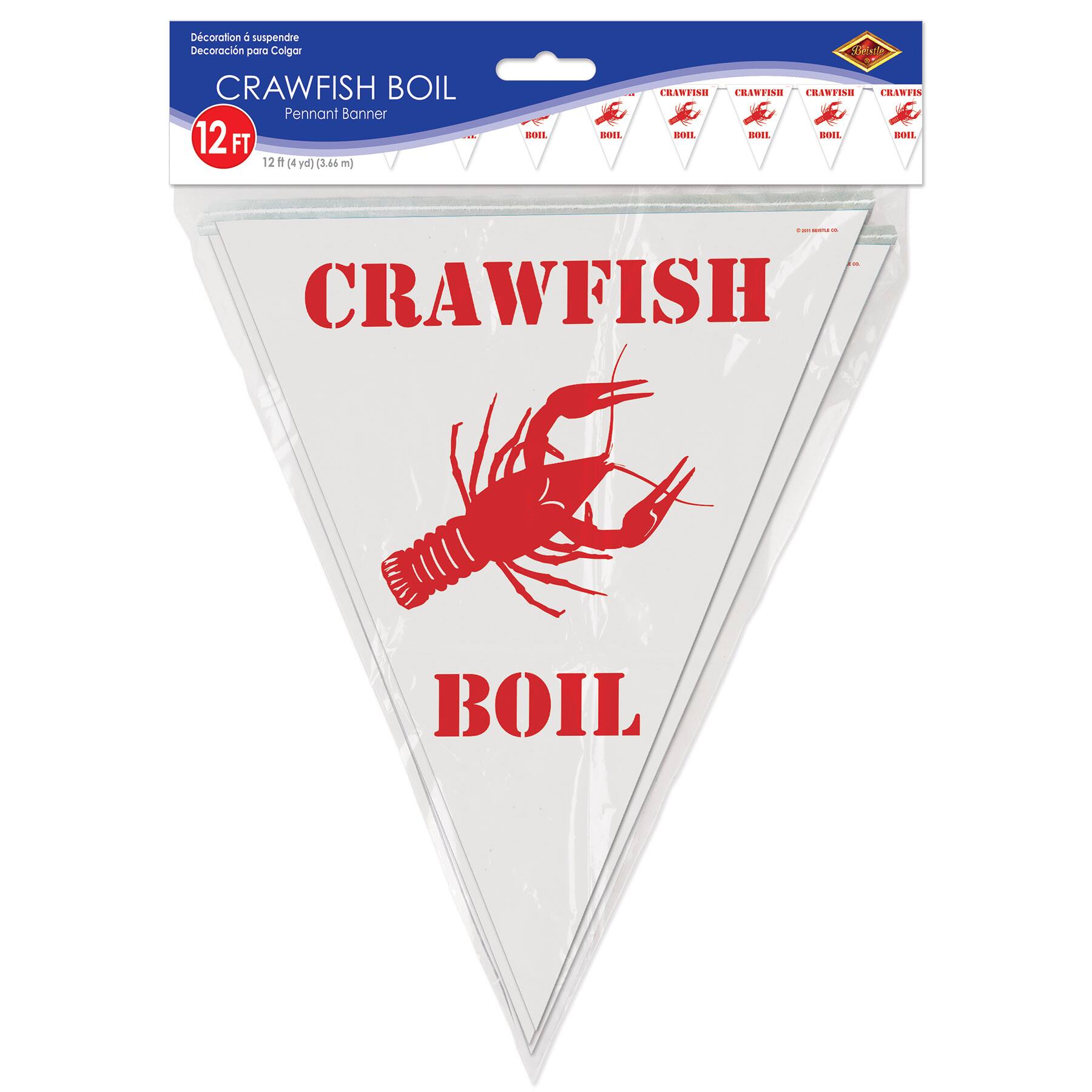 11" x 12ft. Red & White Crawfish Boil Pennant Banners, 2ct.