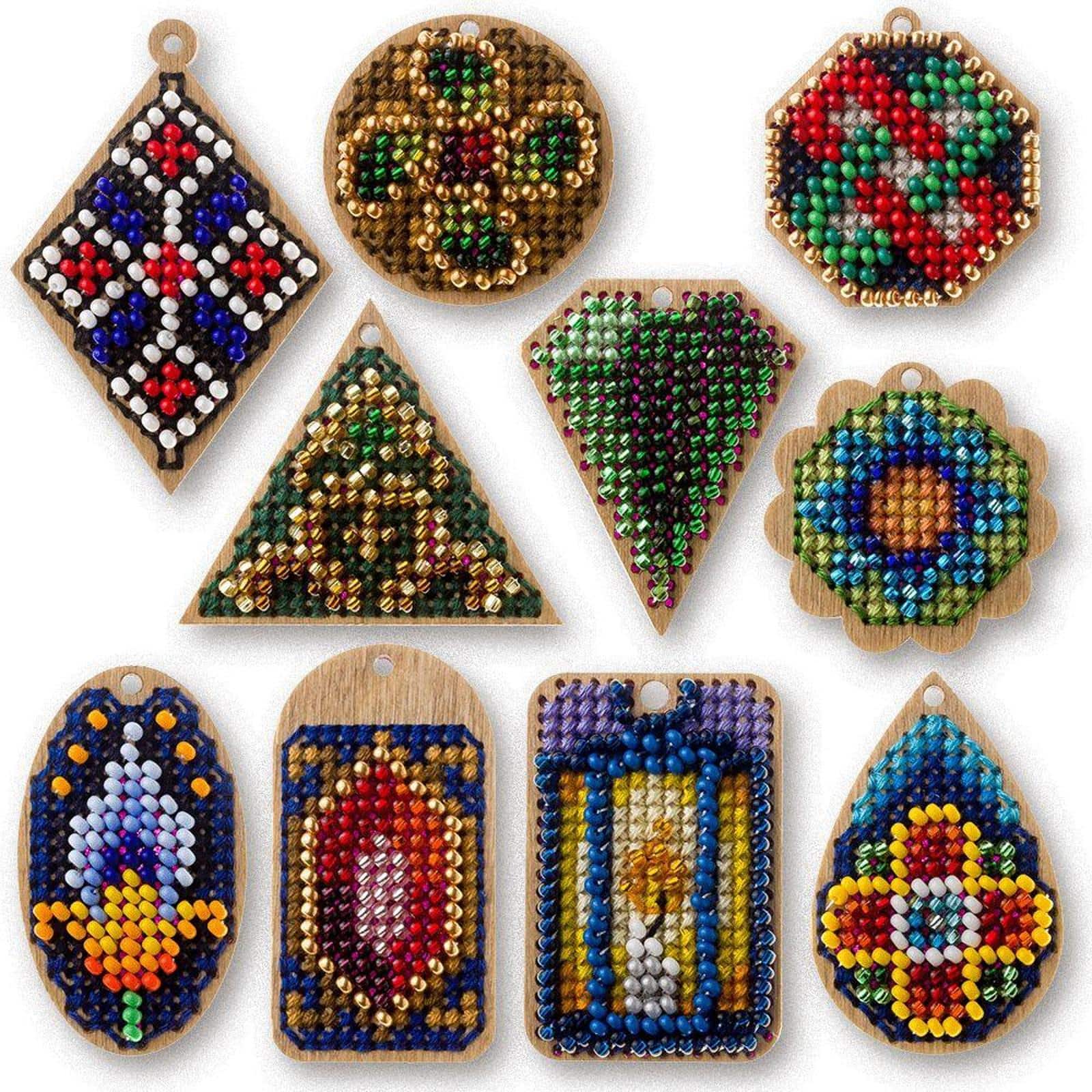 Wonderland Crafts 20 Piece Geometric Wooden Embroidery Blanks