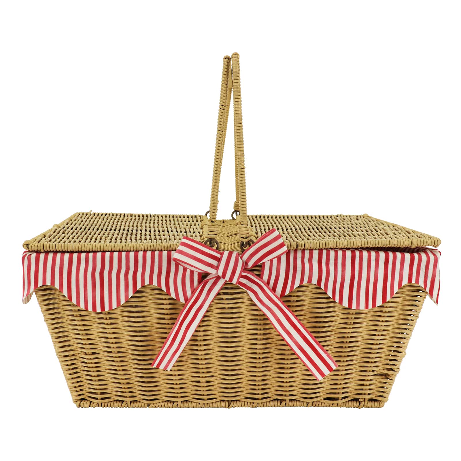 Red & White Stripe Picnic Basket by Celebrate It™