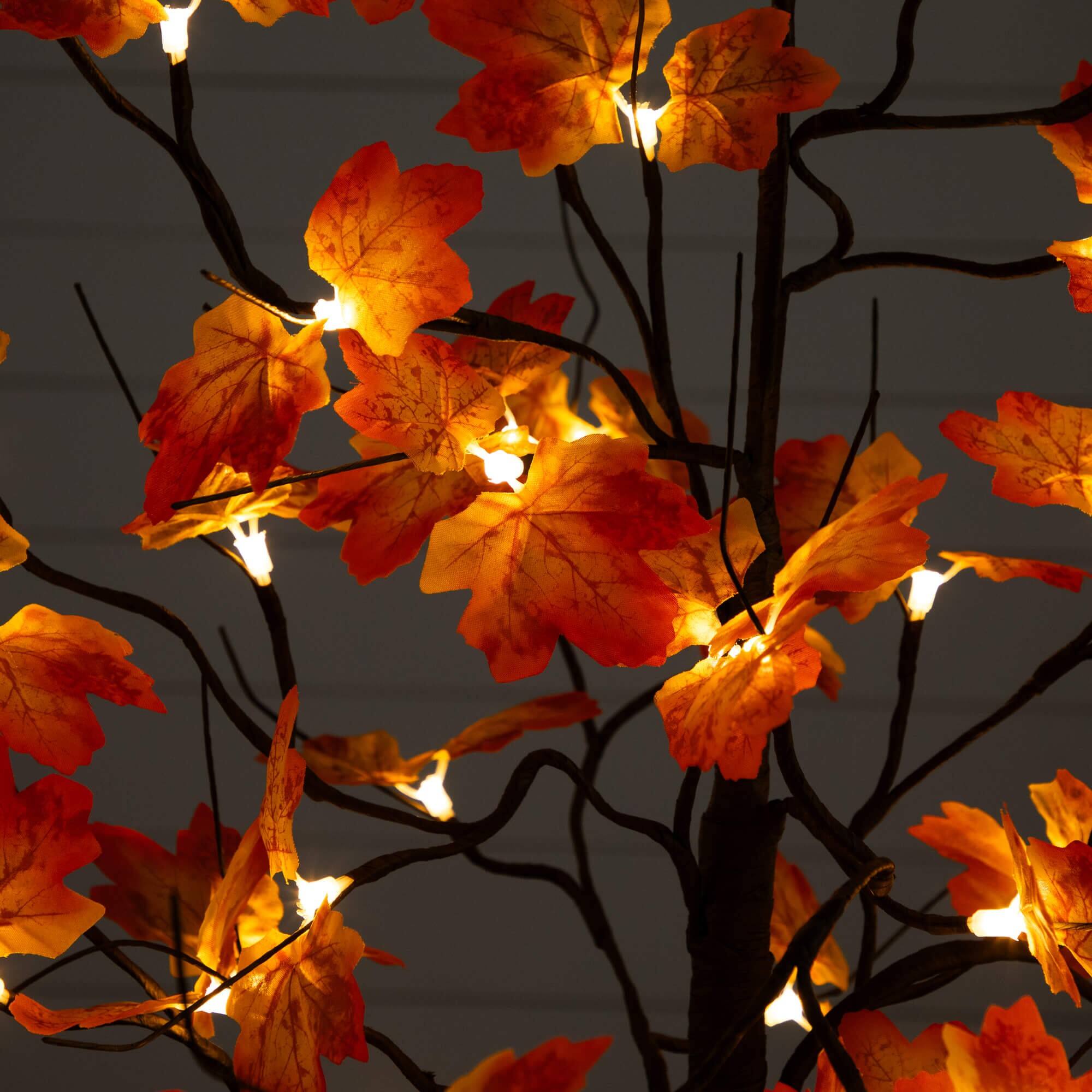 4ft. Pre-Lit Minimalist Autumn Maple Artificial Fall Tree with 56 Warm White LED Lights