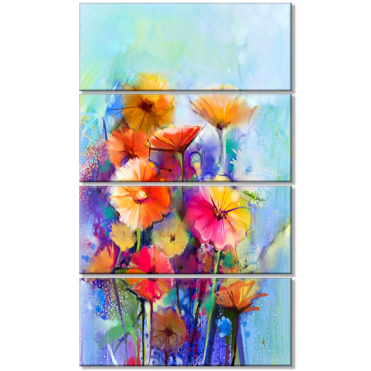 Designart - Abstract Floral Watercolor Painting - Large Floral Canvas Art Print