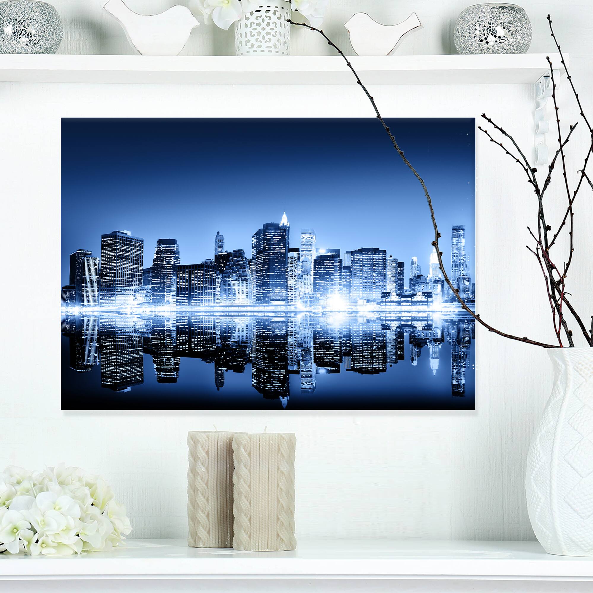 Designart - Night New York City Mirrored