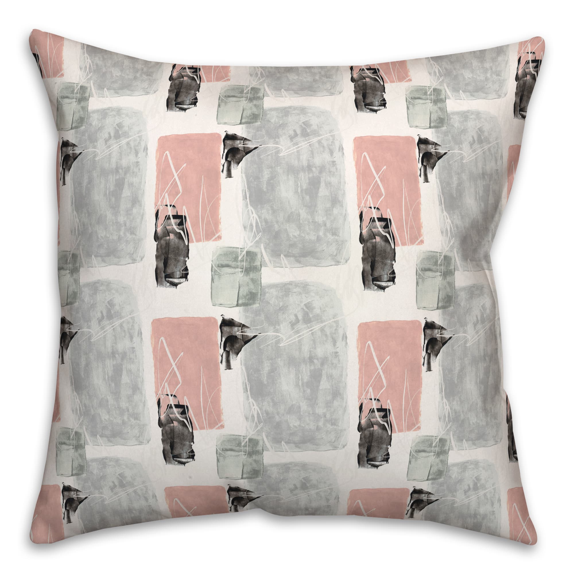 Blue and Pink Abstract 18" x 18" Throw Pillow