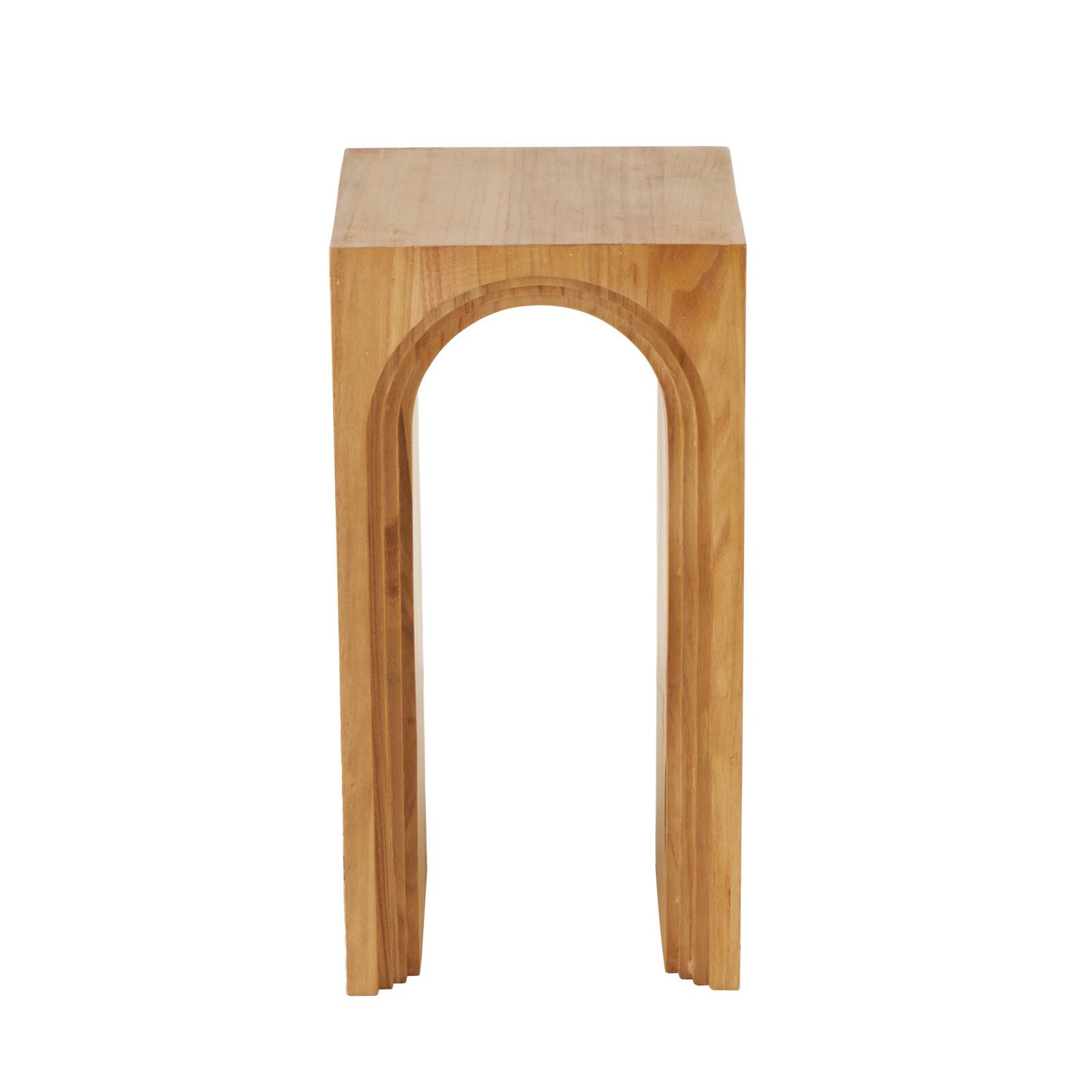 23.5" Brown Wood Cutout Arch Side End Accent Table
