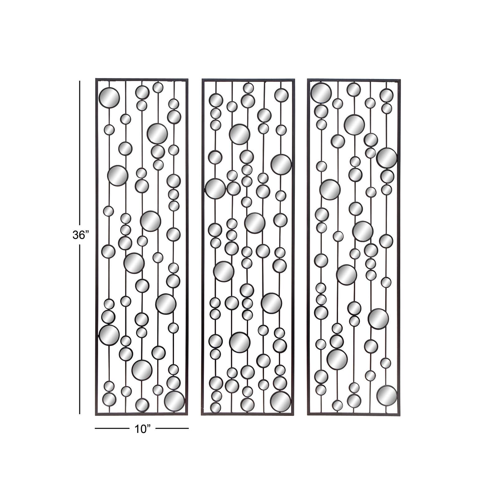 36" Black Metal Glam Abstract Panel Wall Décor Set, 3ct.