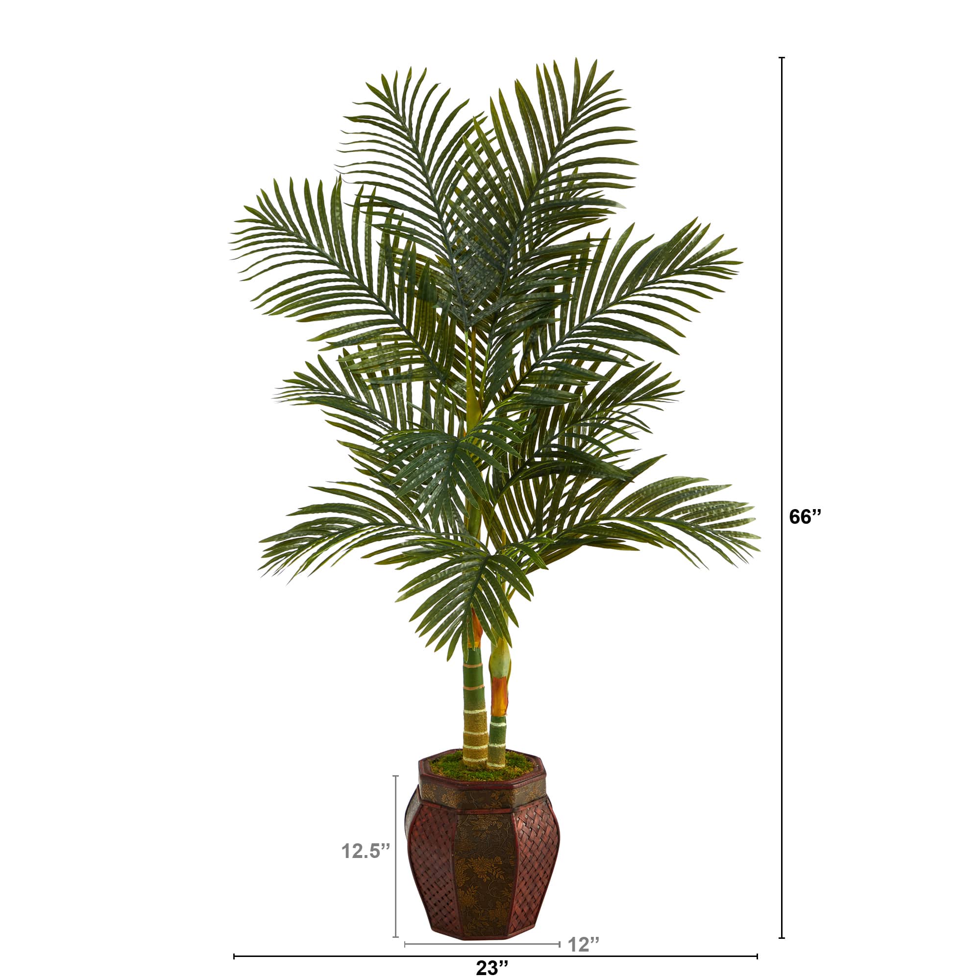 5.5ft. Golden Cane Artificial Palm Tree in Decorative Planter