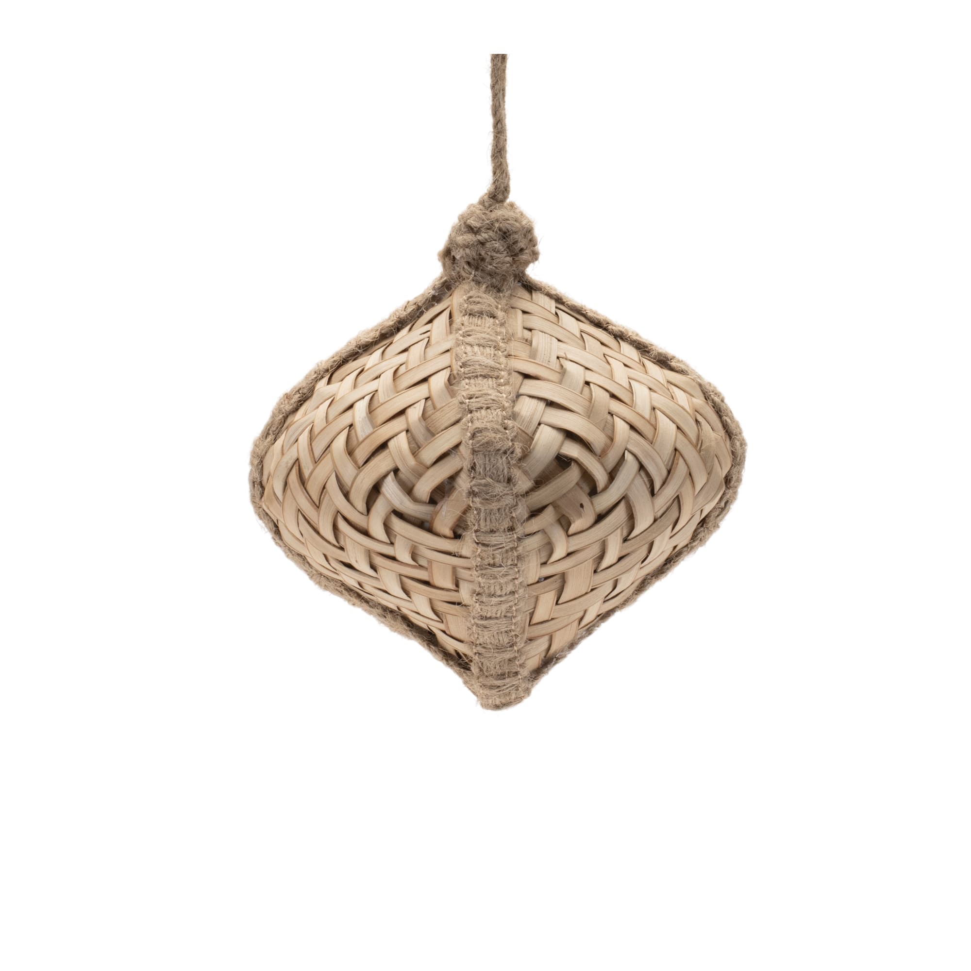 Woven Bamboo Ball Onion & Drop Christmas Ornaments with Jute Hanger Set