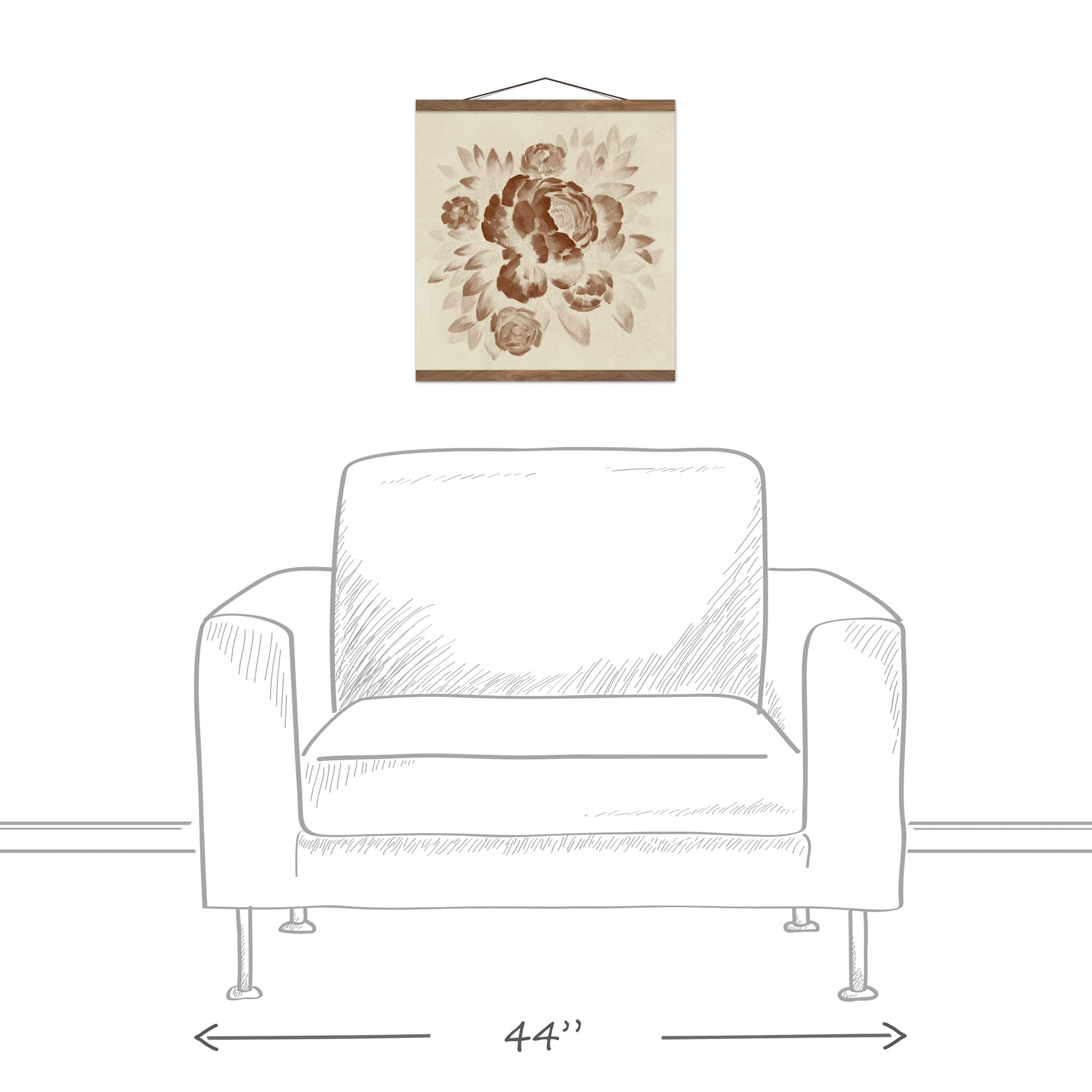 Terracotta Flower Teak Hanging Canvas