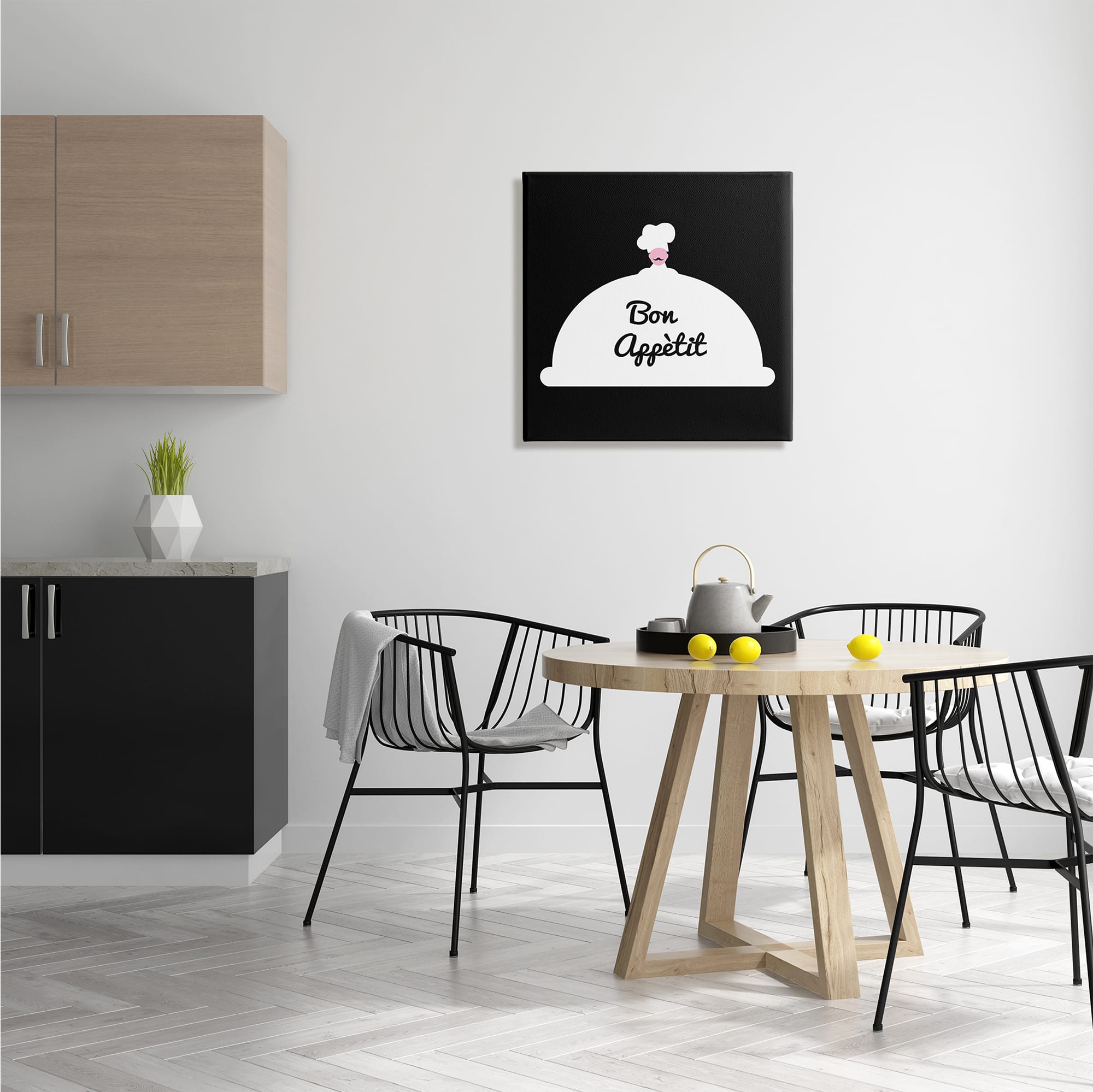 Stupell Industries Bon Appetit Phrase Mustache Chef Modern Design Canvas Wall Art