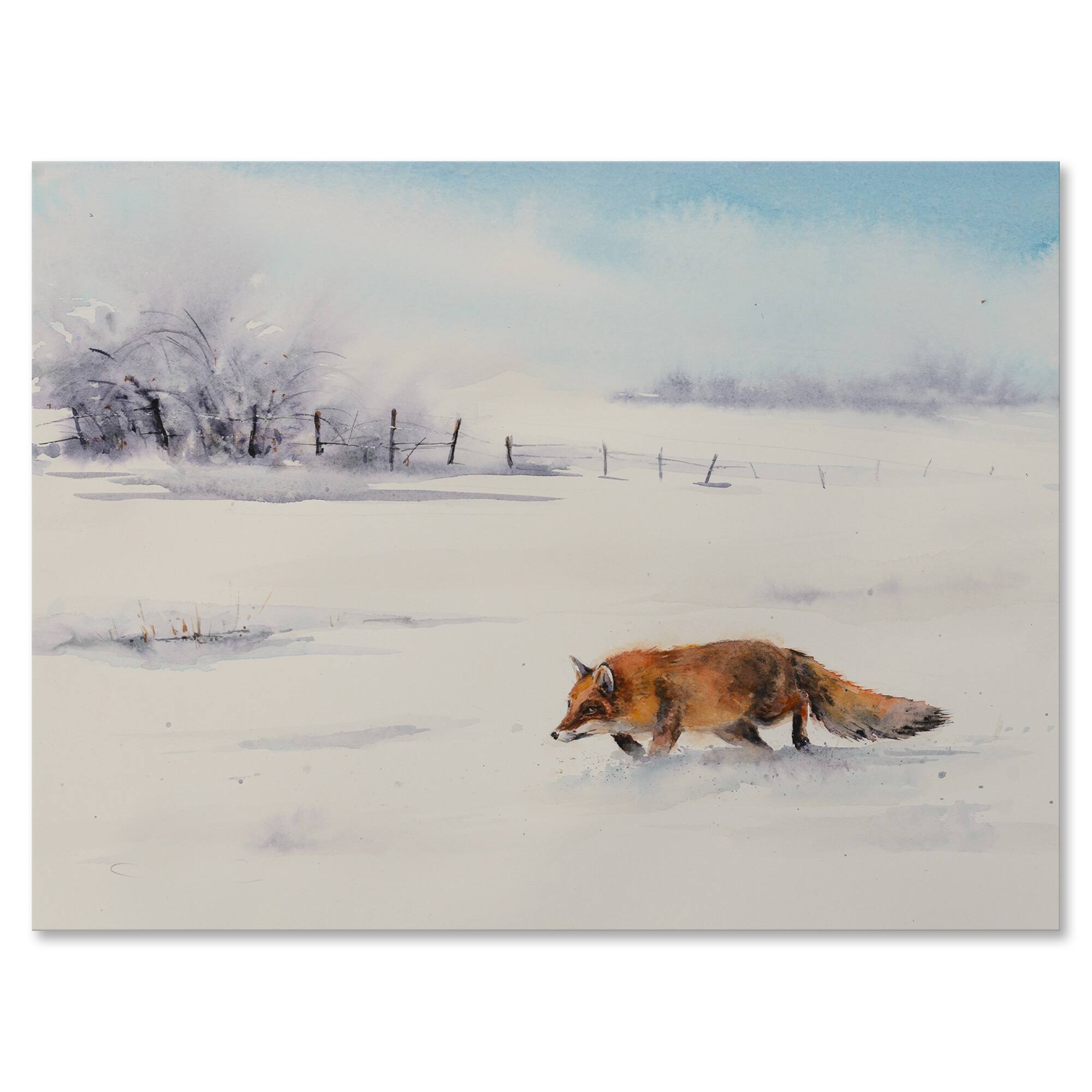 Designart - Red Fox Running In White Snow I