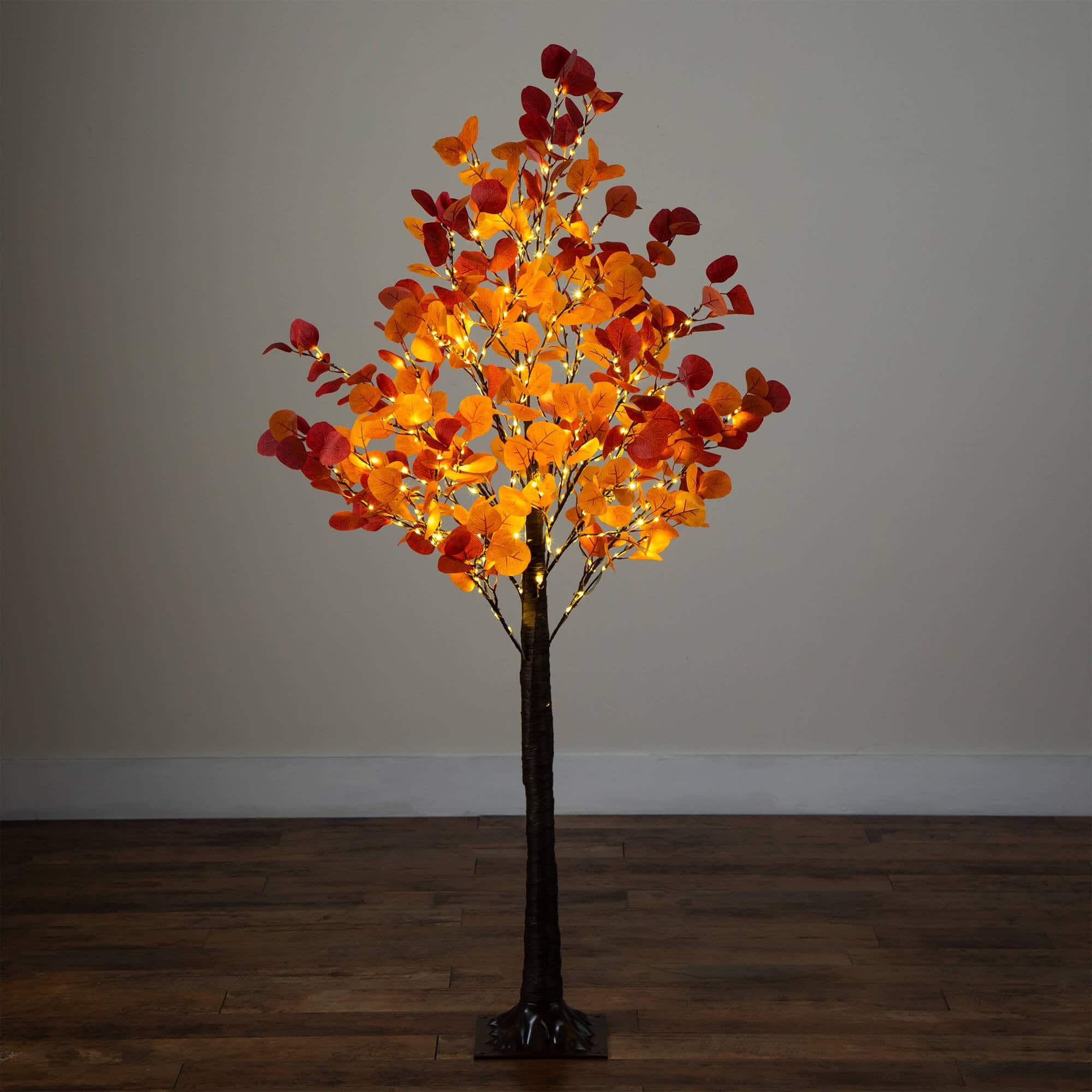 5ft. Pre-Lit Bright Autumn Eucalyptus Artificial Fall Tree with 300 Warm White LED Lights
