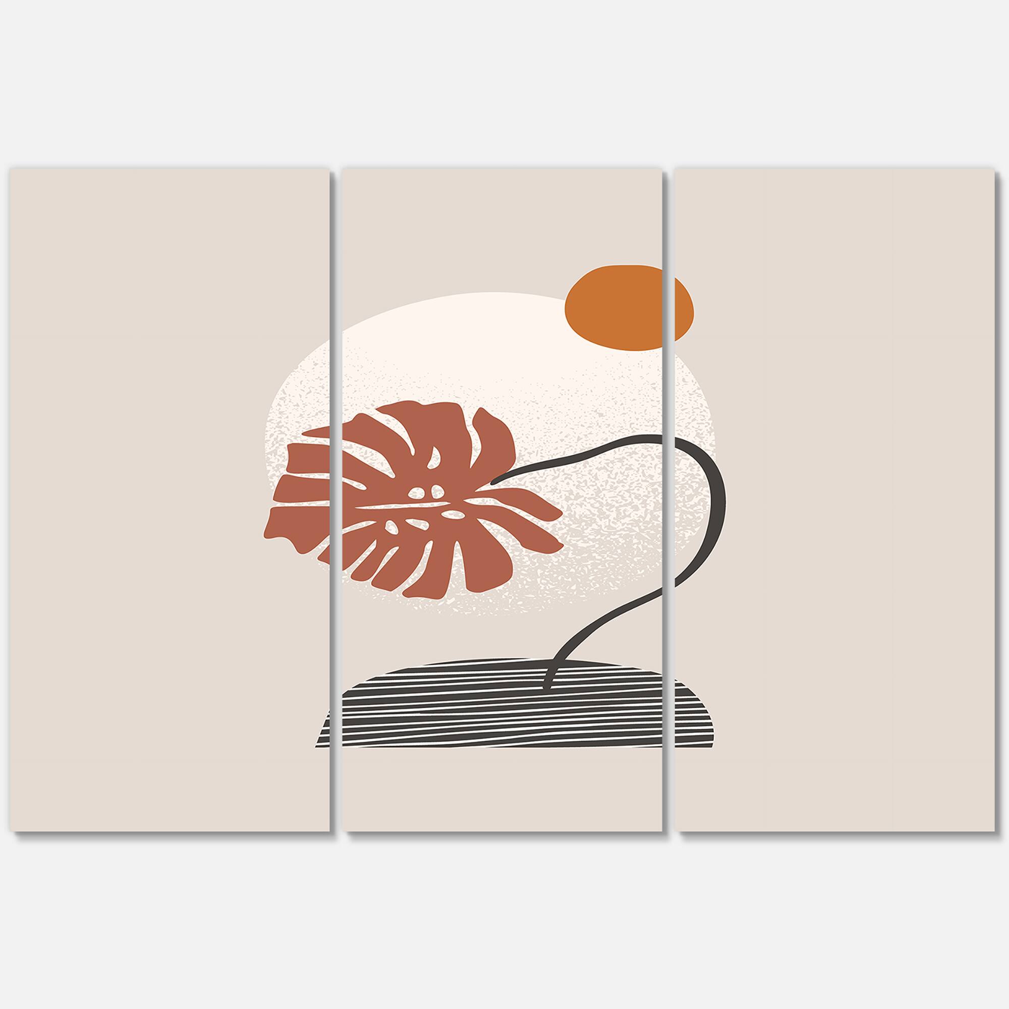 Designart - Tropical Palm Leaf & Abstract Geometry Shapes III