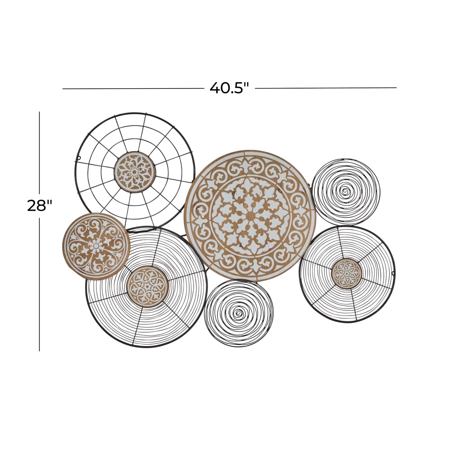Black Iron & Wood Eclectic Wall Décor