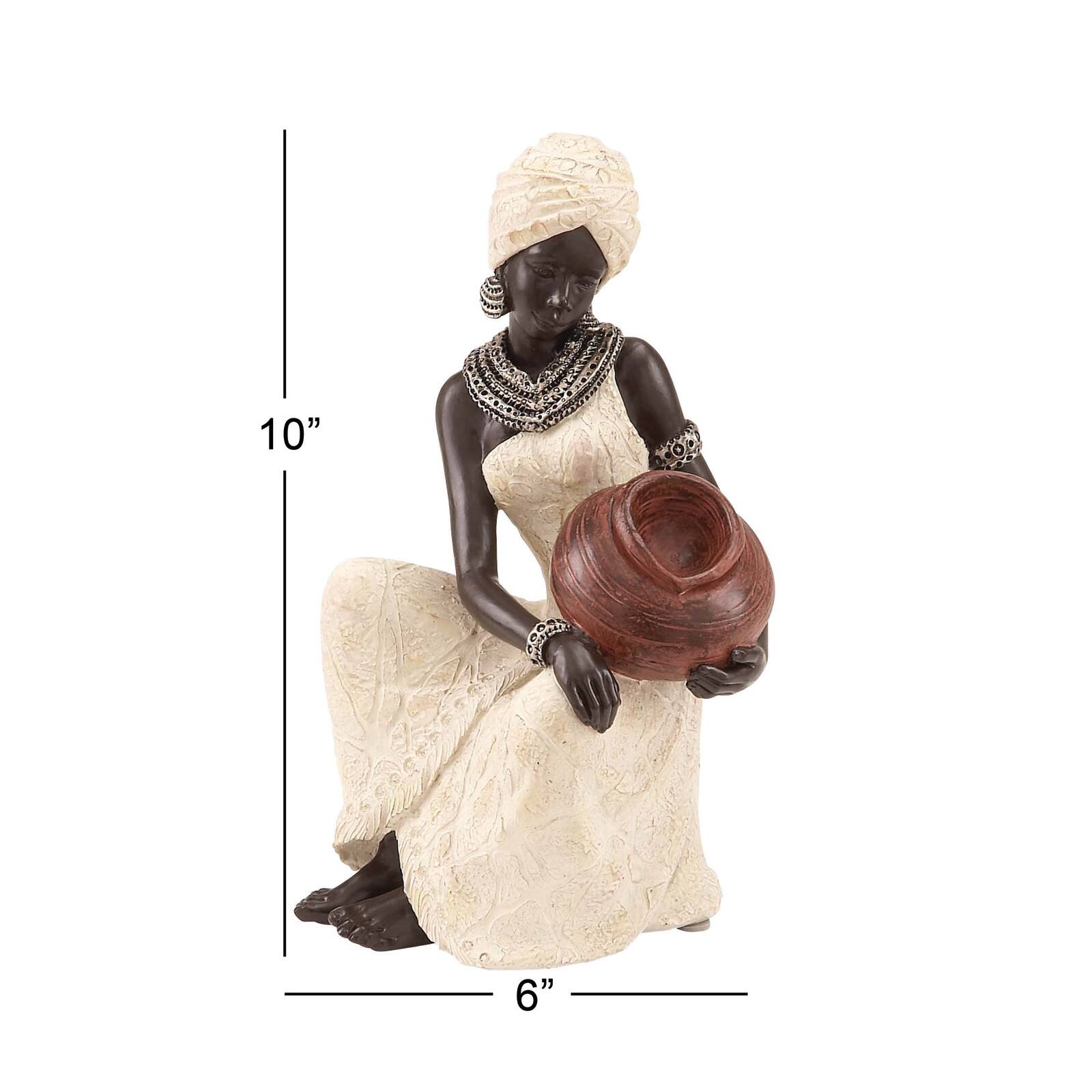 10" Woman with Pot Sculpture