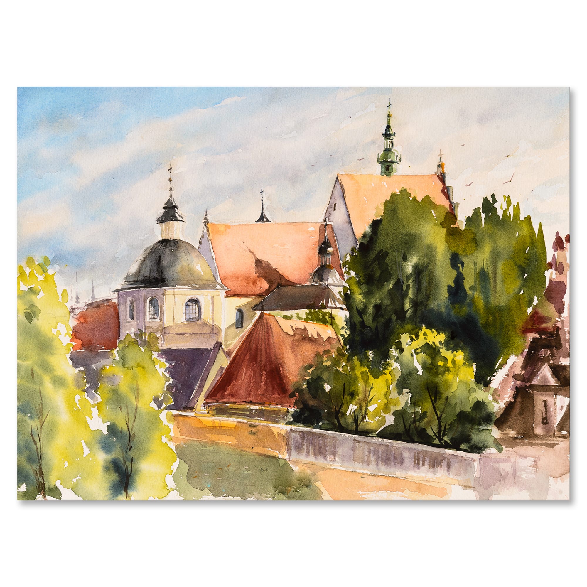 Designart - View of Old Polish City In Nature - Traditional Canvas Wall Art Print