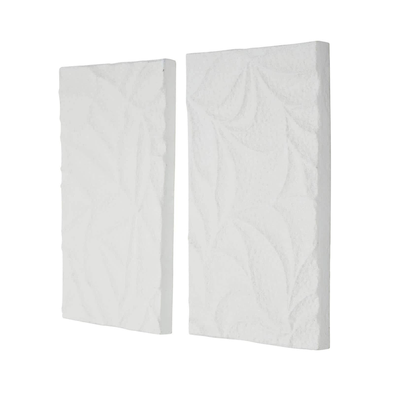 10" x 18" White Metal Leaf Embossed Wall Décor Set