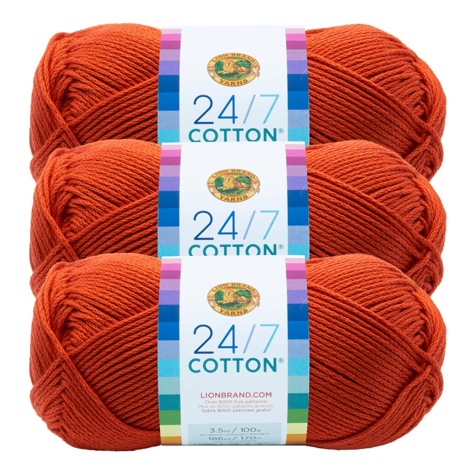 3 Pack Lion Brand® 24/7 Cotton® Yarn