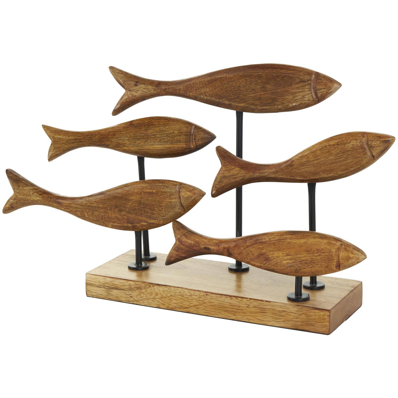 10" Brown Mango Wood Fish Handmade Carved Sculpture