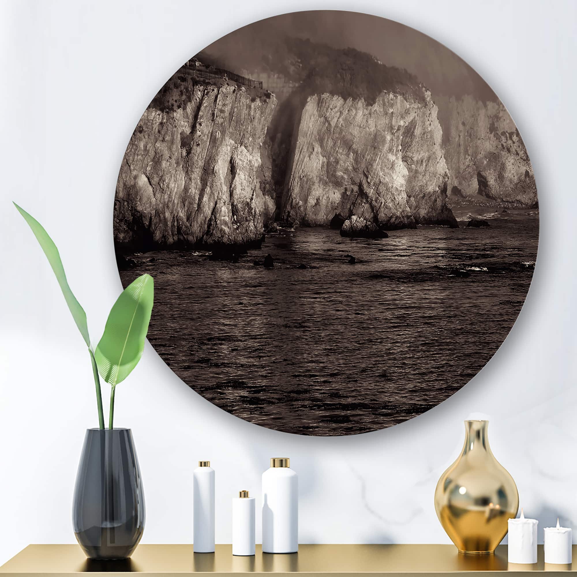 Designart - Gold Cliffs In The Fog