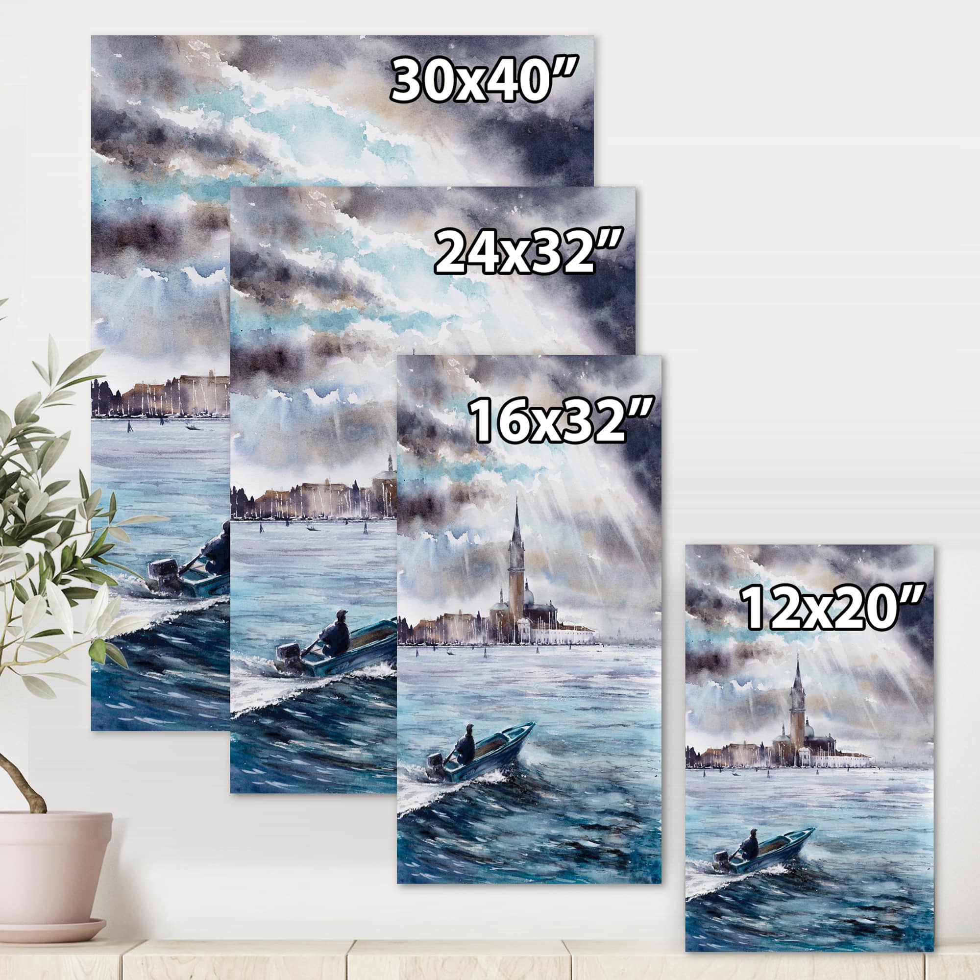 Designart - Storm Over Venice In Italy - Nautical & Coastal Canvas Wall Art Print
