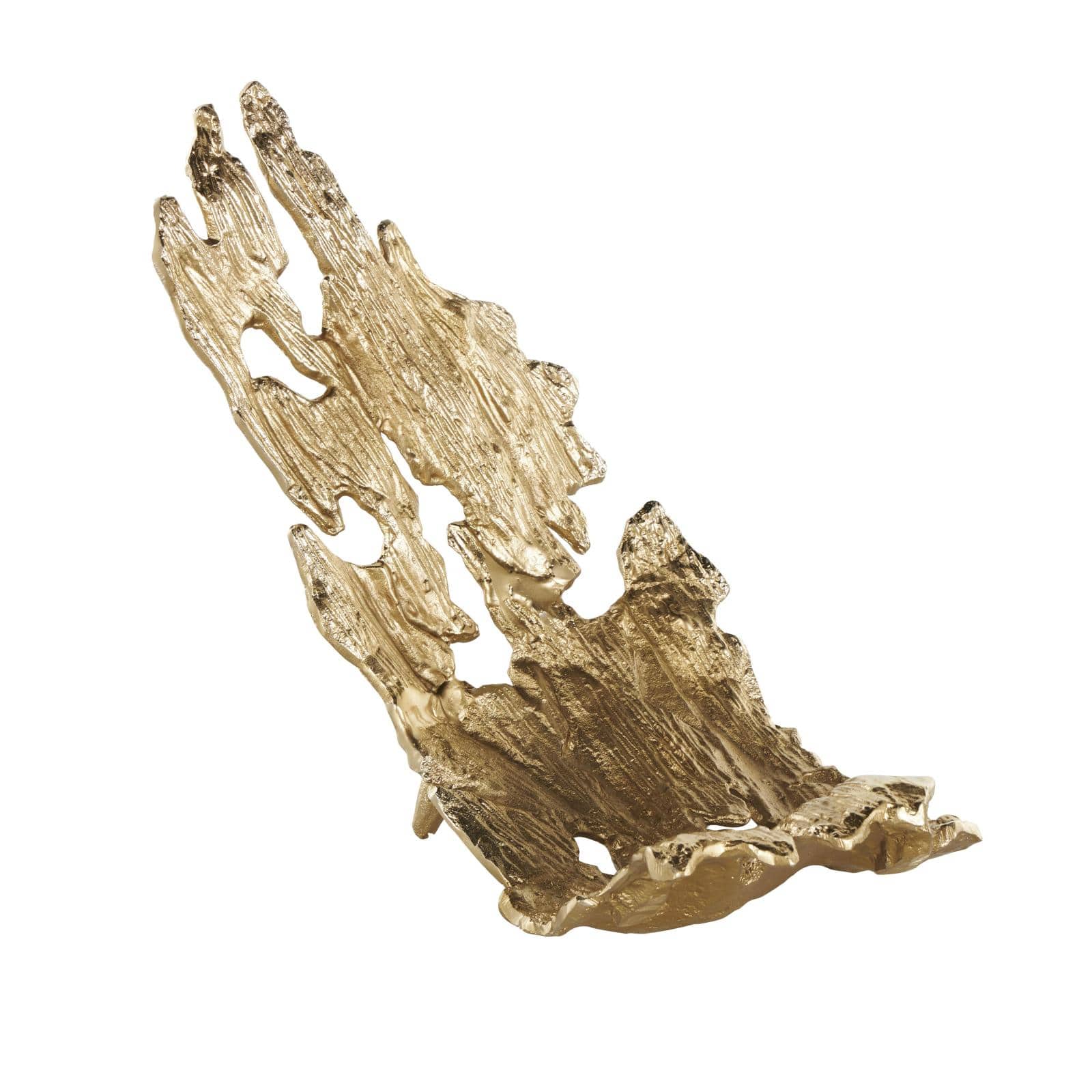 15.75" Gold Metal Angled Leaf Decorative Bowl with Cutouts