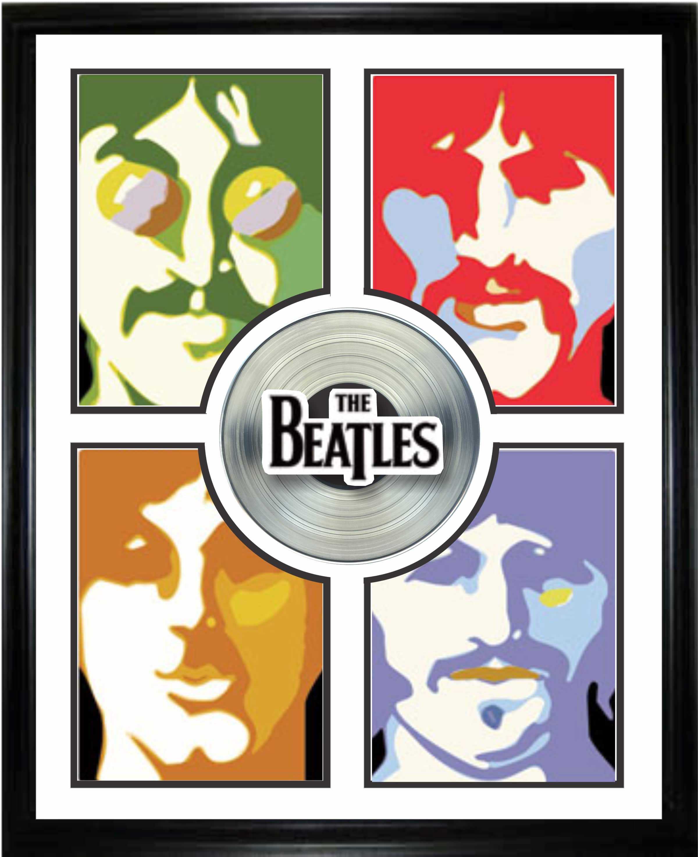 Beatles Framed Pop Art Collage With Platinum LP 29.5" x 38.5"