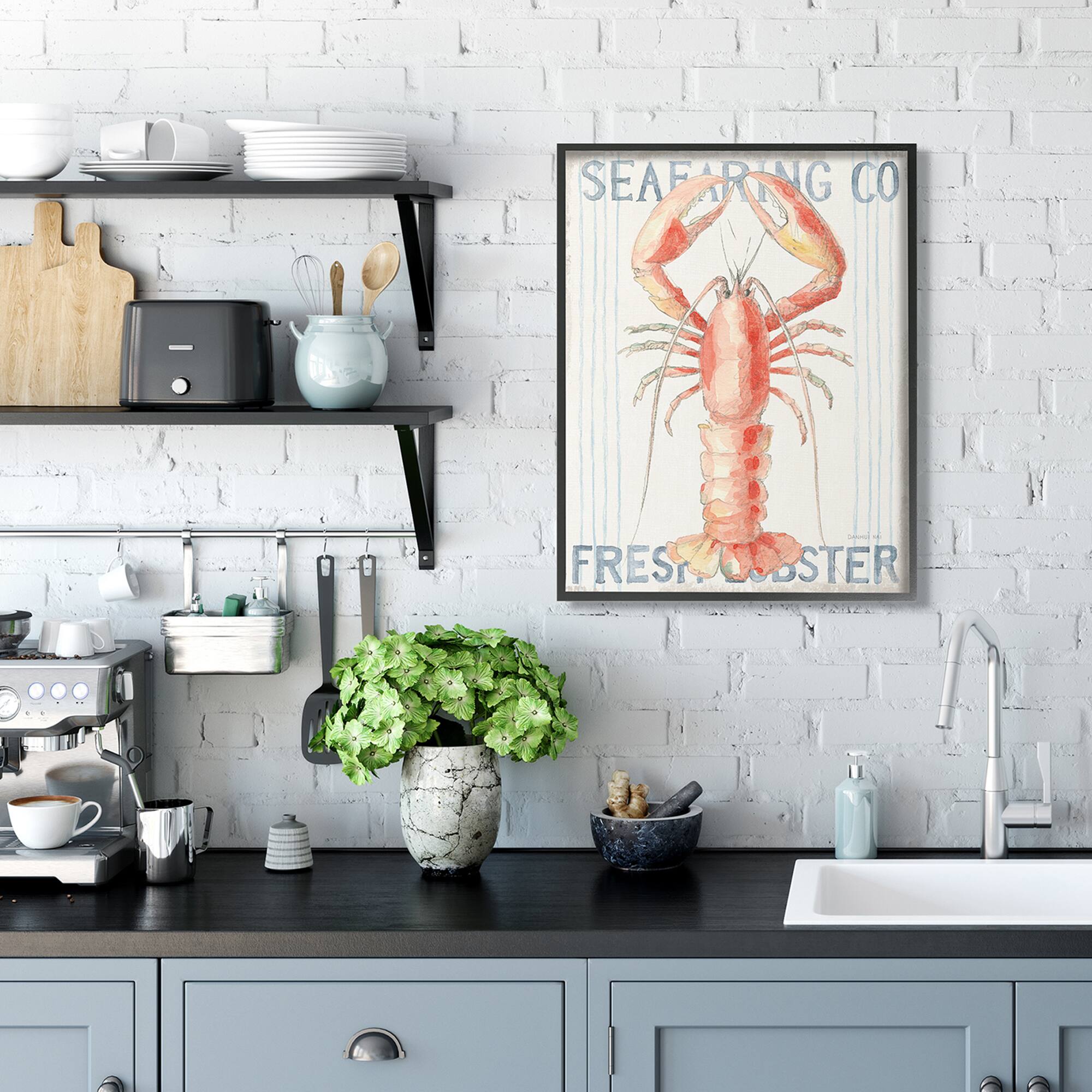 Stupell Industries Fresh Lobster Seafood Sign Framed Wall Art