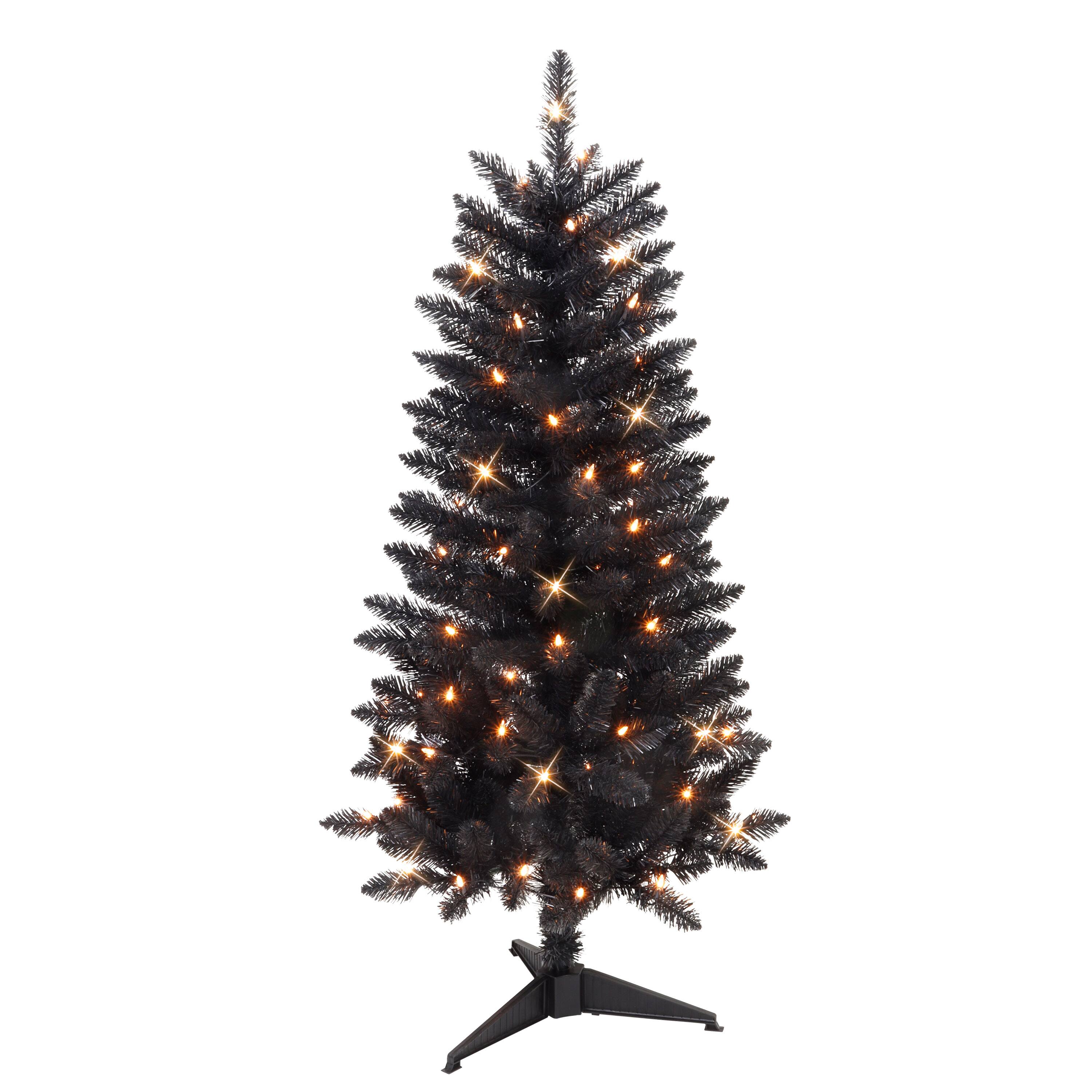 4ft. Pre-Lit Black Carson Pine Artificial Christmas Tree, Clear Lights