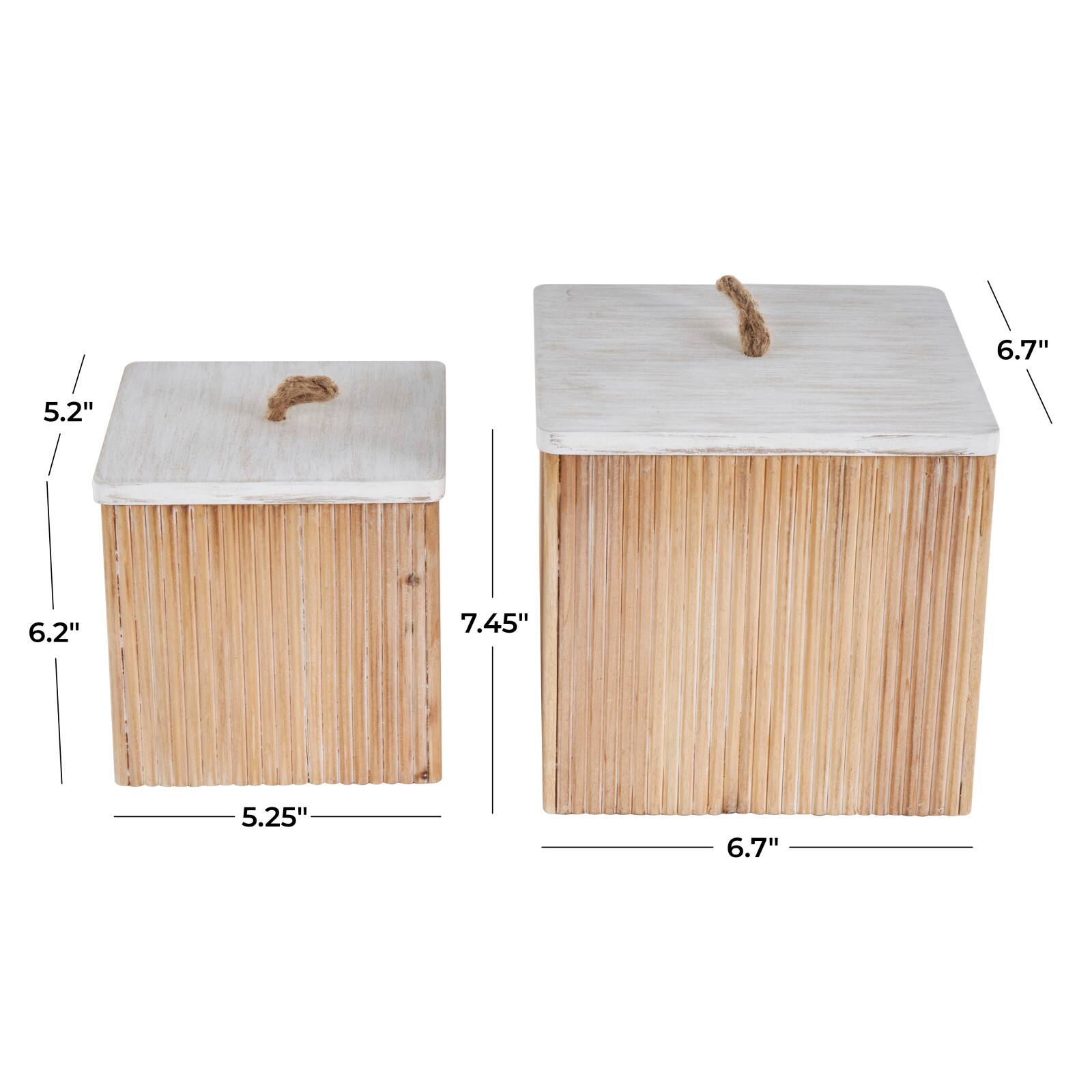 Light Brown Box Set with Whitewashed Wood Lids