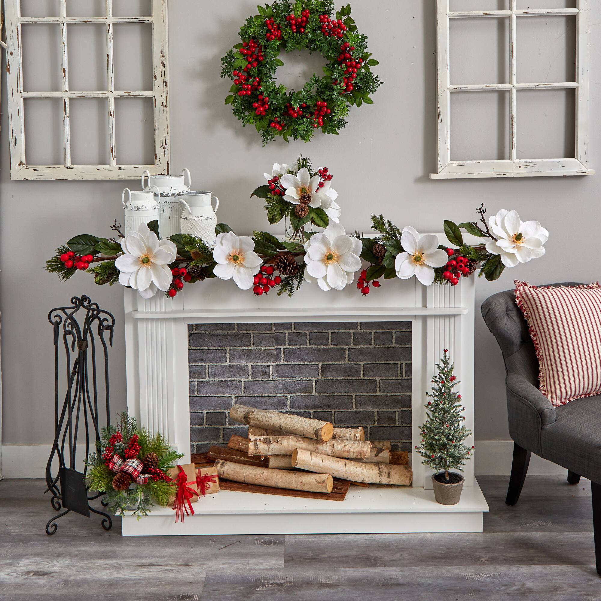 6ft. Magnolia, Pine & Berries Artificial Garland