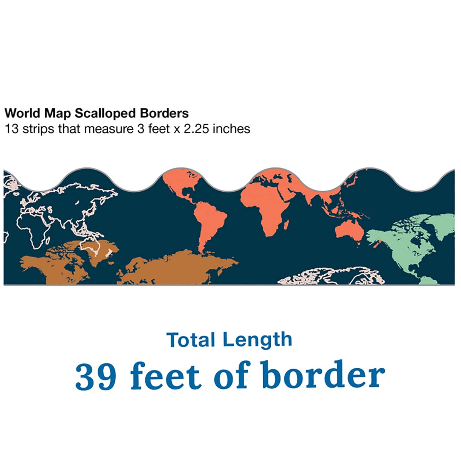 Carson Dellosa® Let's Explore World Map Scalloped Border, 234ft.