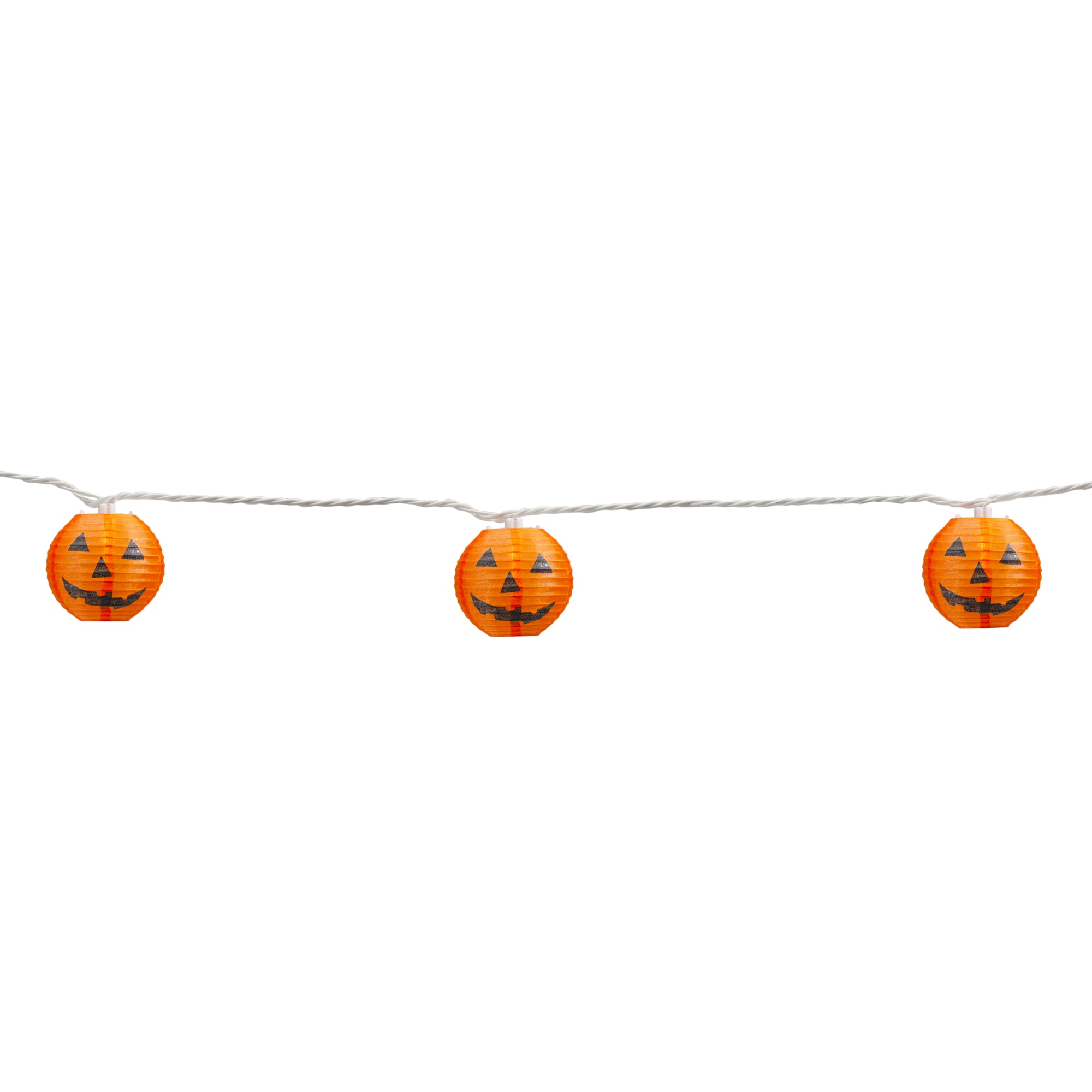 10ct. Orange Jack-O-Lantern Paper Lantern Halloween Lights