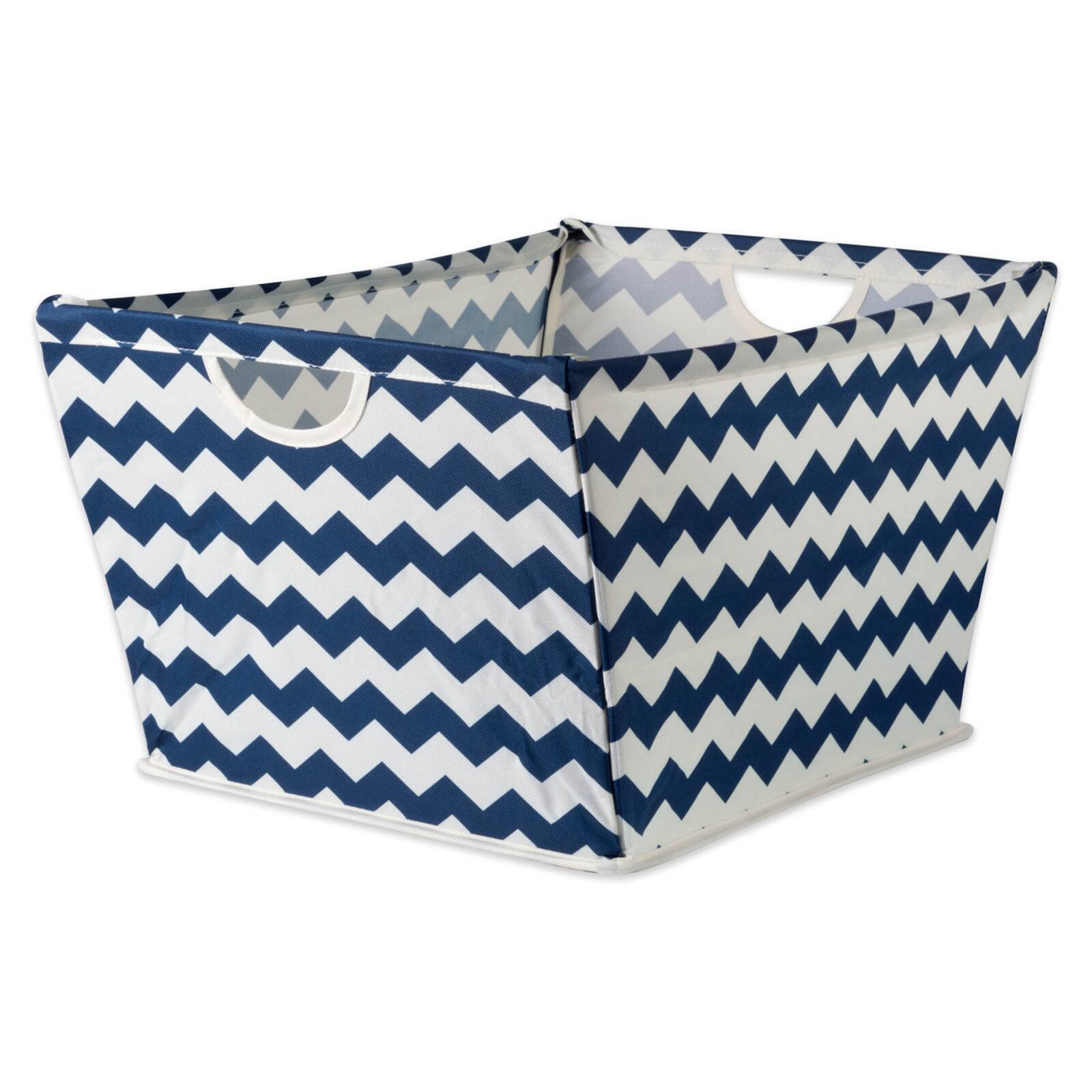 Nautical Blue Polyester Chevron Trapezoid Bin