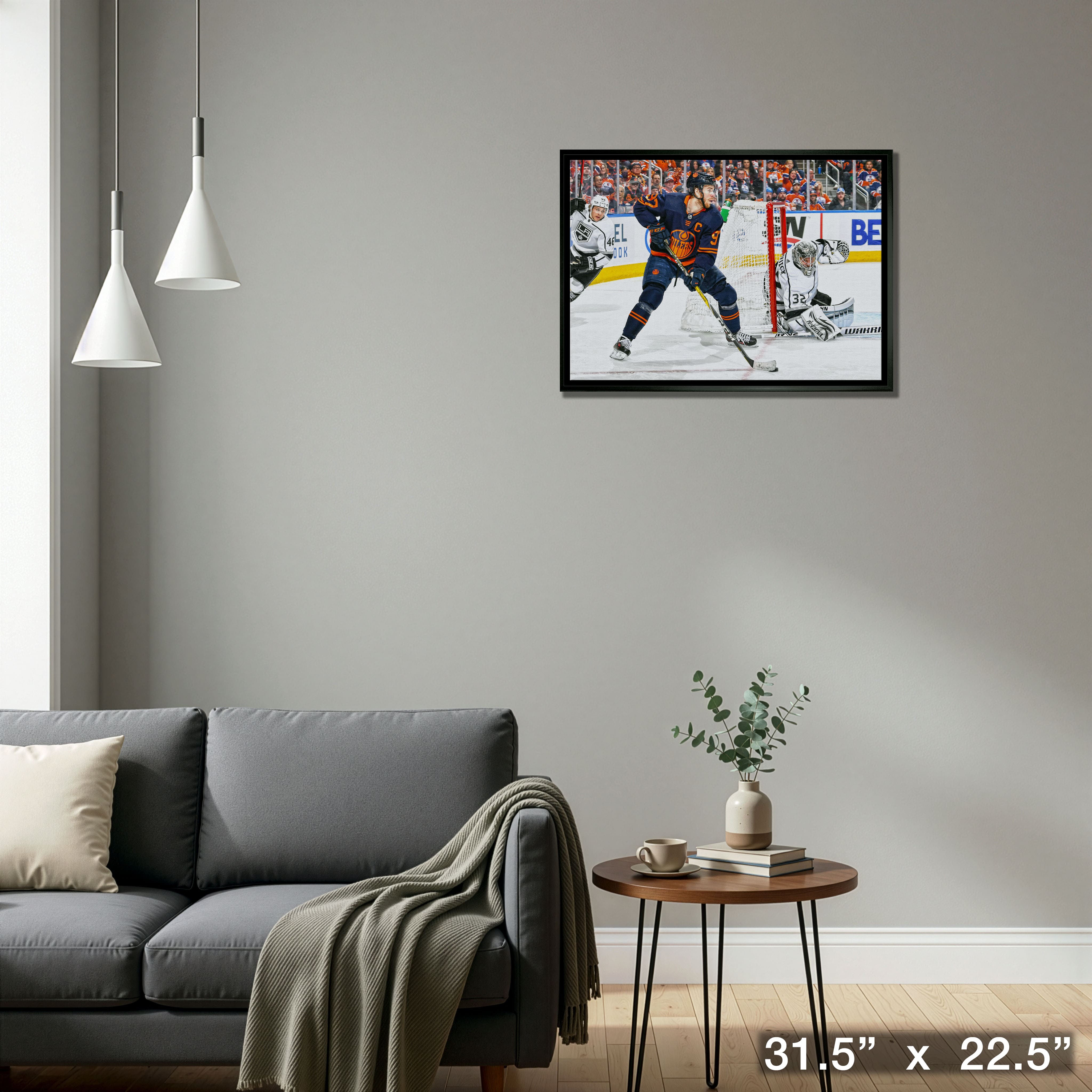 Connor McDavid Edmonton Oilers Framed 20" x 29" Canvas vs Los Angeles Kings 31.5" x 22.5"