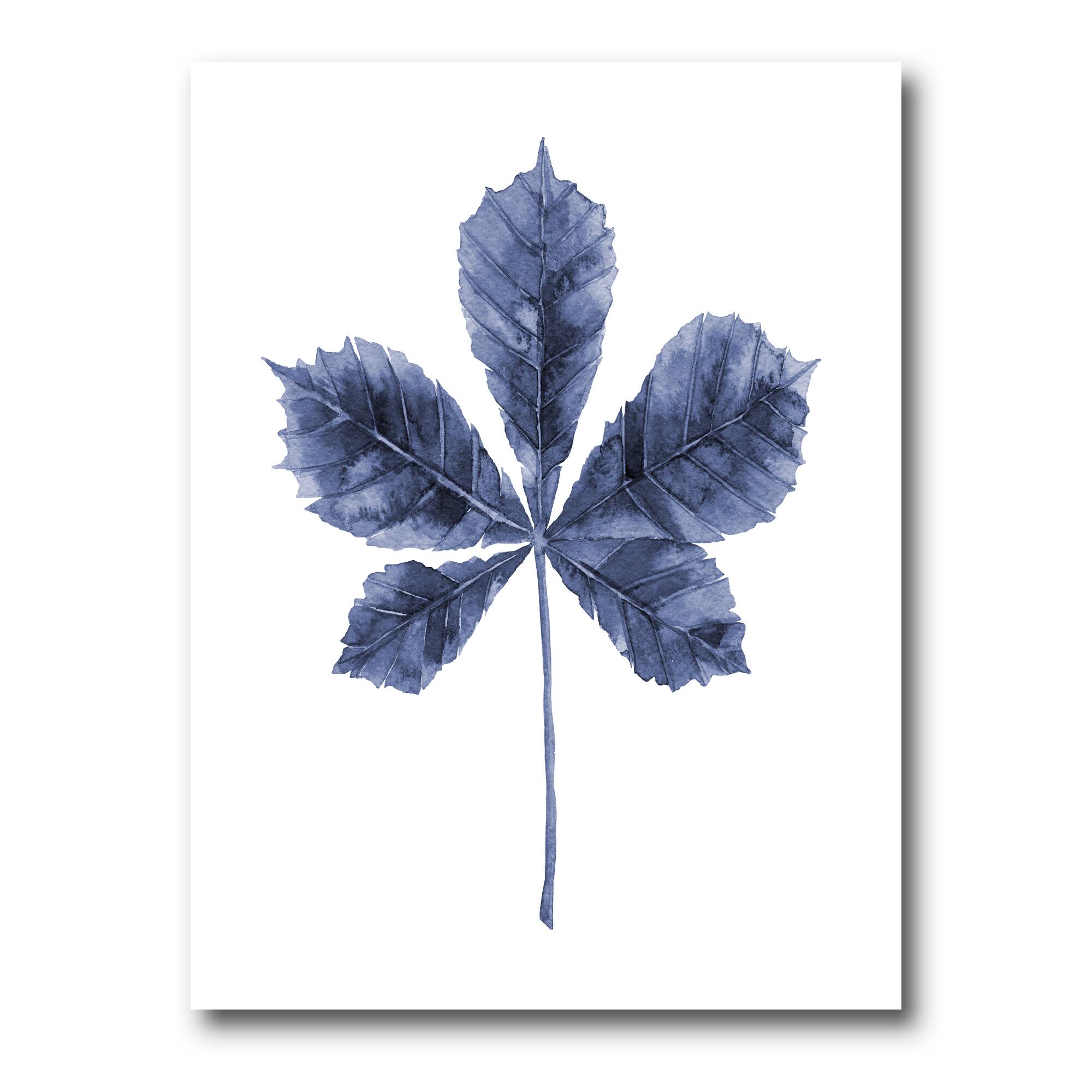 Designart - Navy Blue Chestnut Leaf