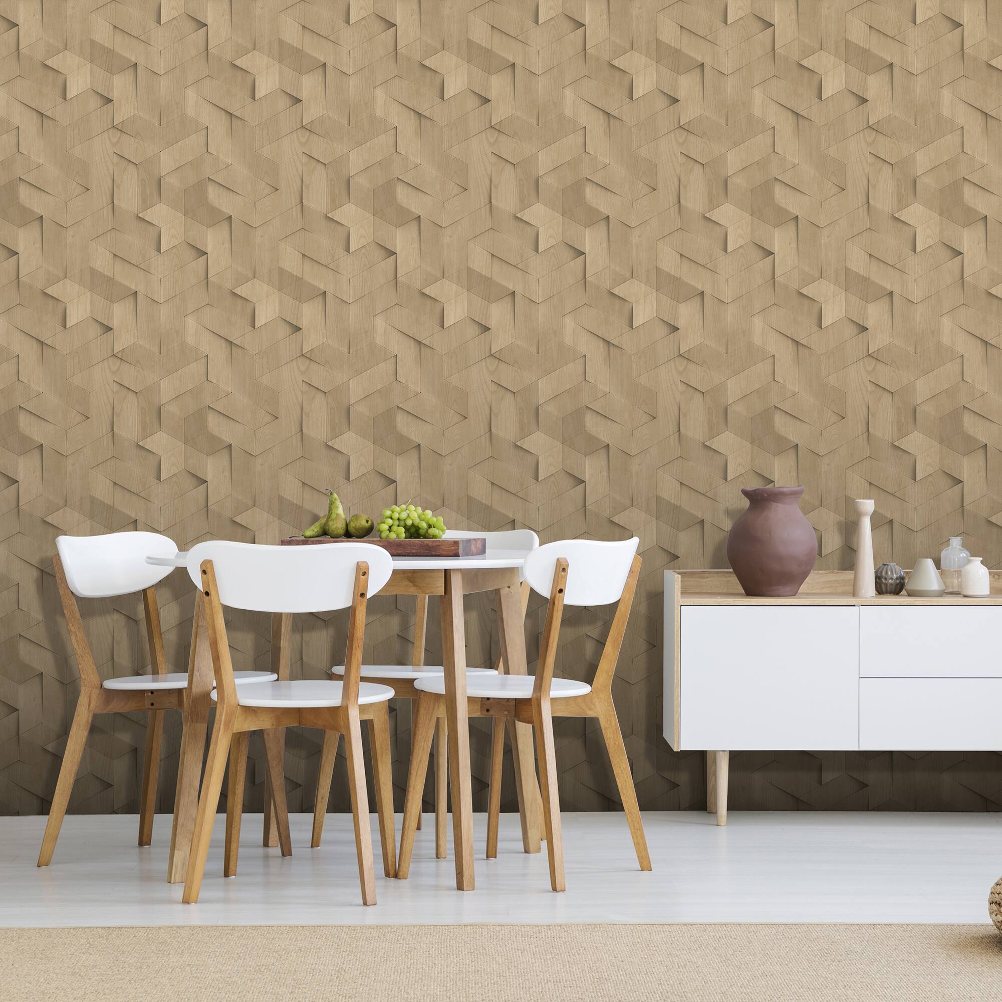 Designs Direct Woodblock Geometric Illusion Wallpaper