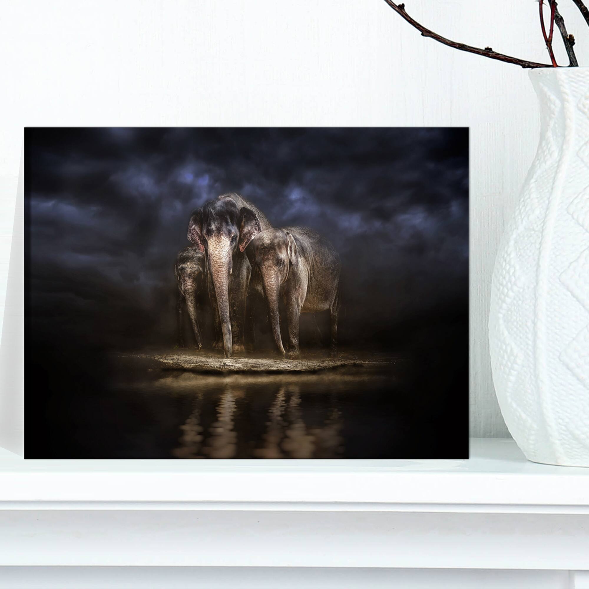 Designart - Elephants Watering in the River