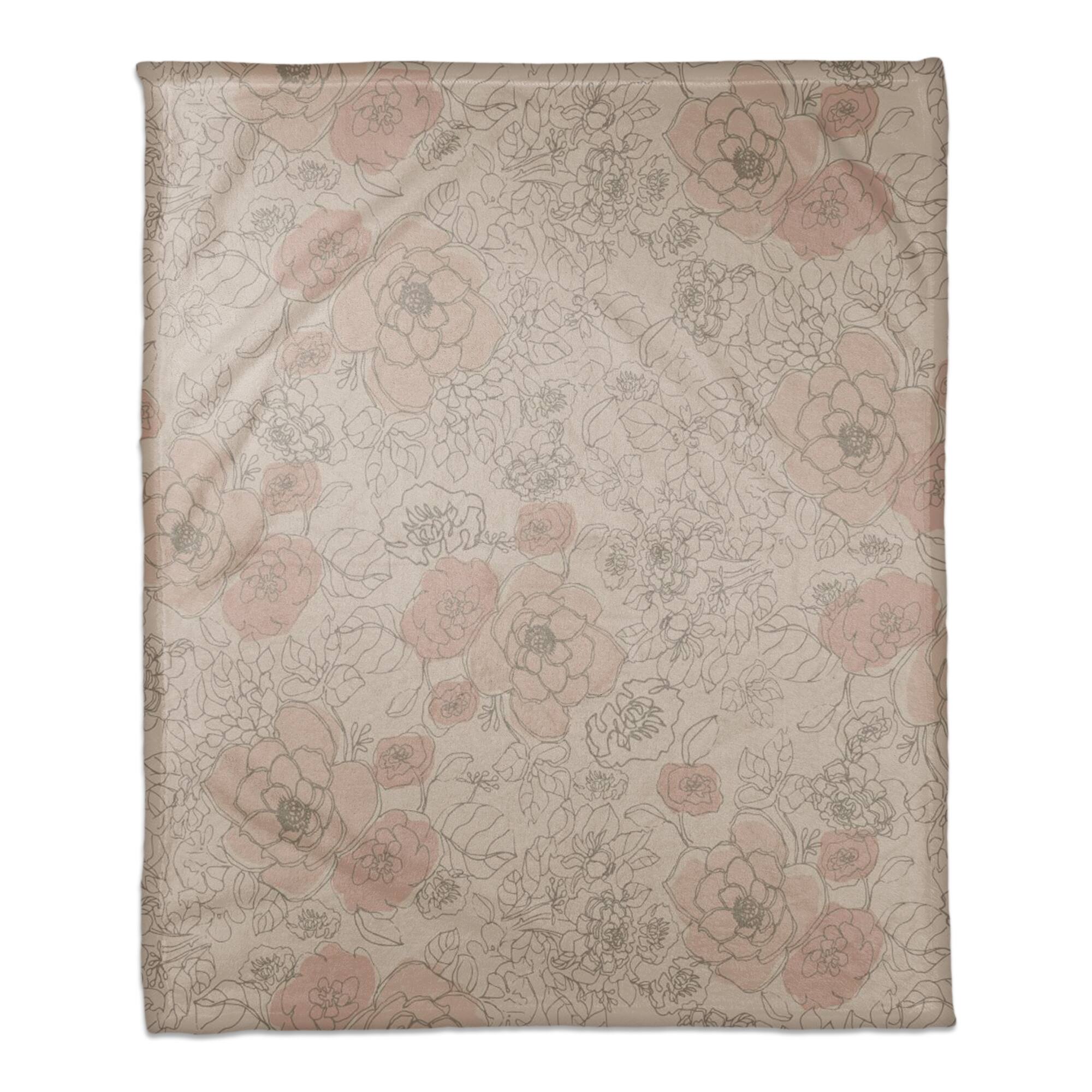 Multi Floral Coral Fleece Blanket