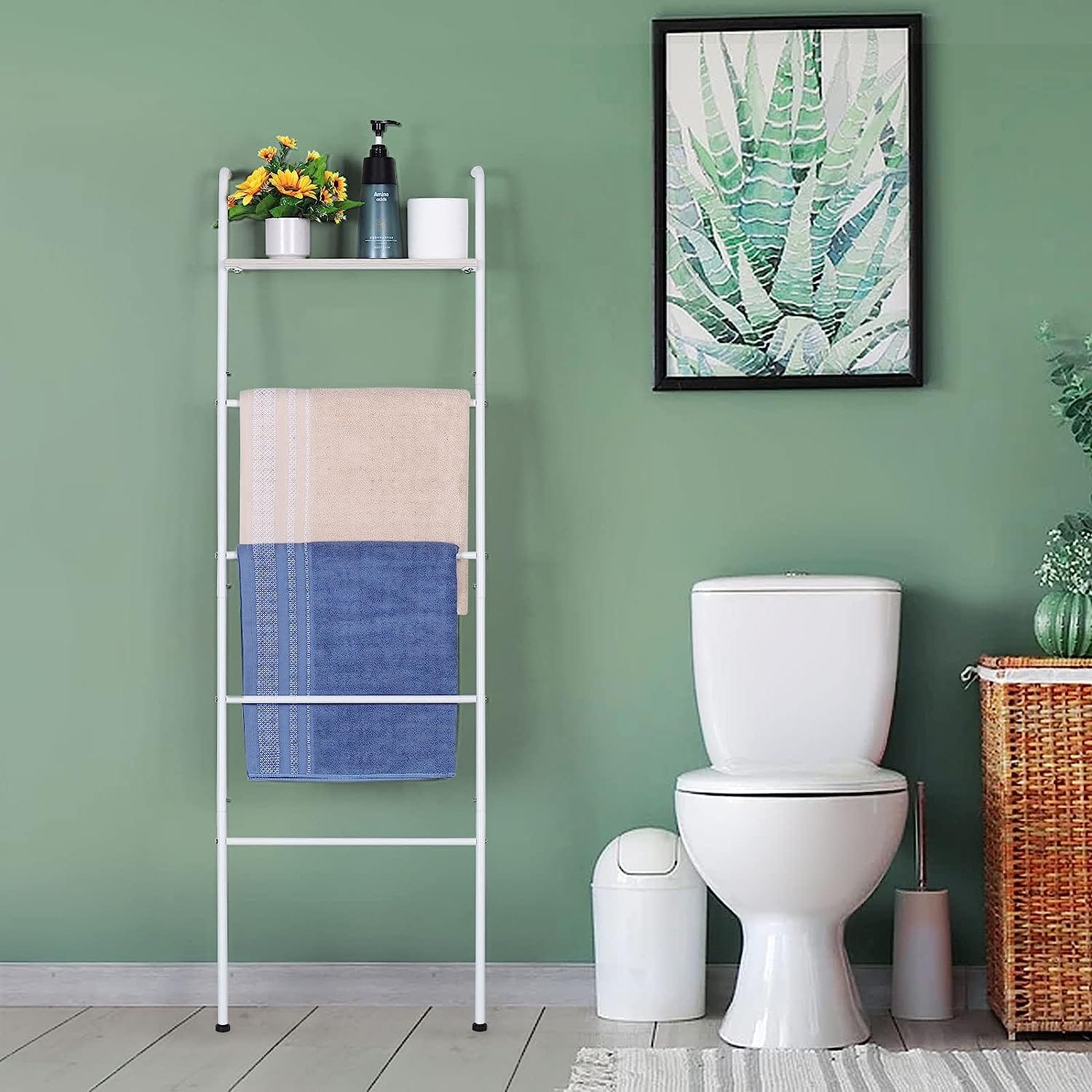 NEX™ 5-Tier White Ladder Towel & Blanket Holder Rack