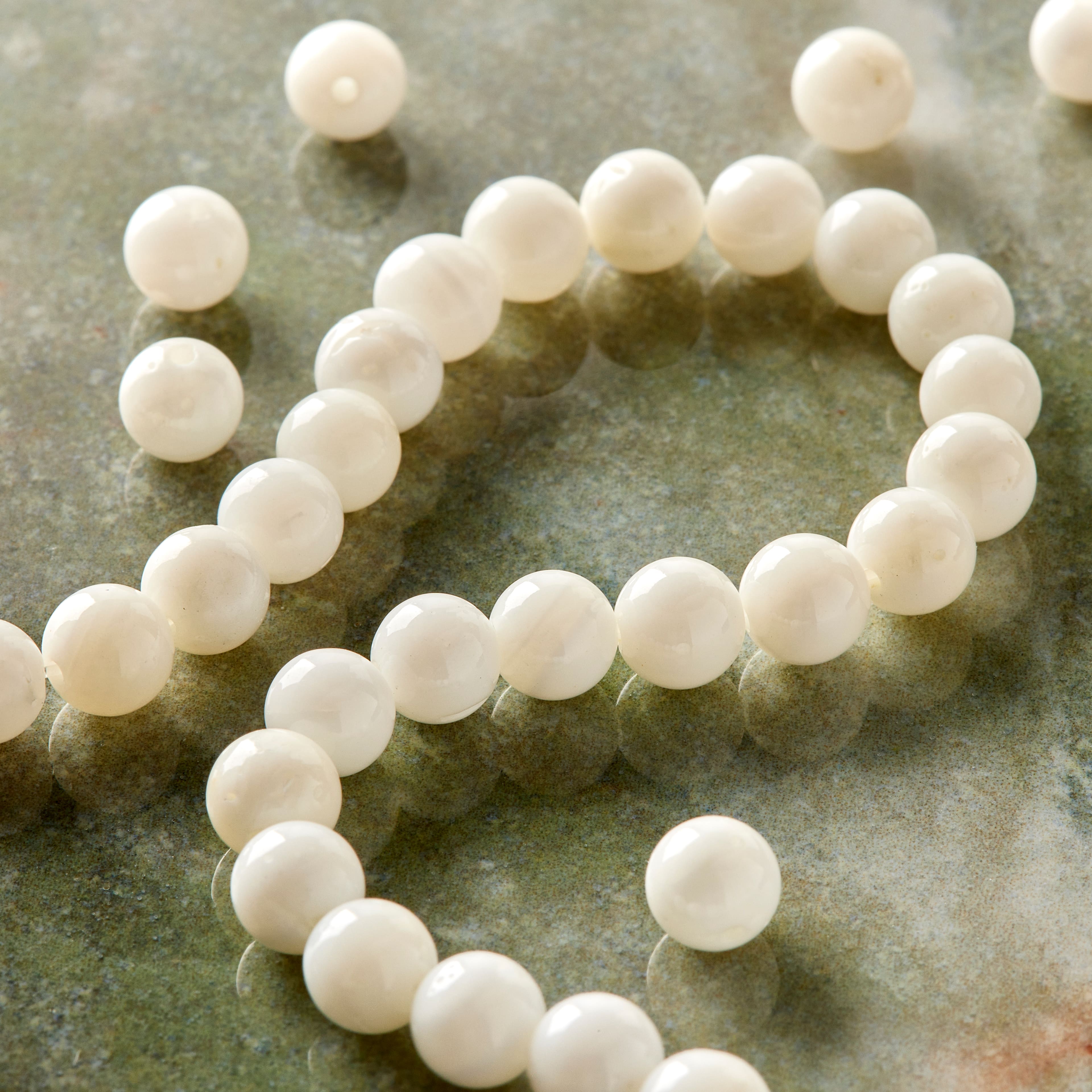 12 Pack: White Shell Round Beads, 6mm by Bead Landing™