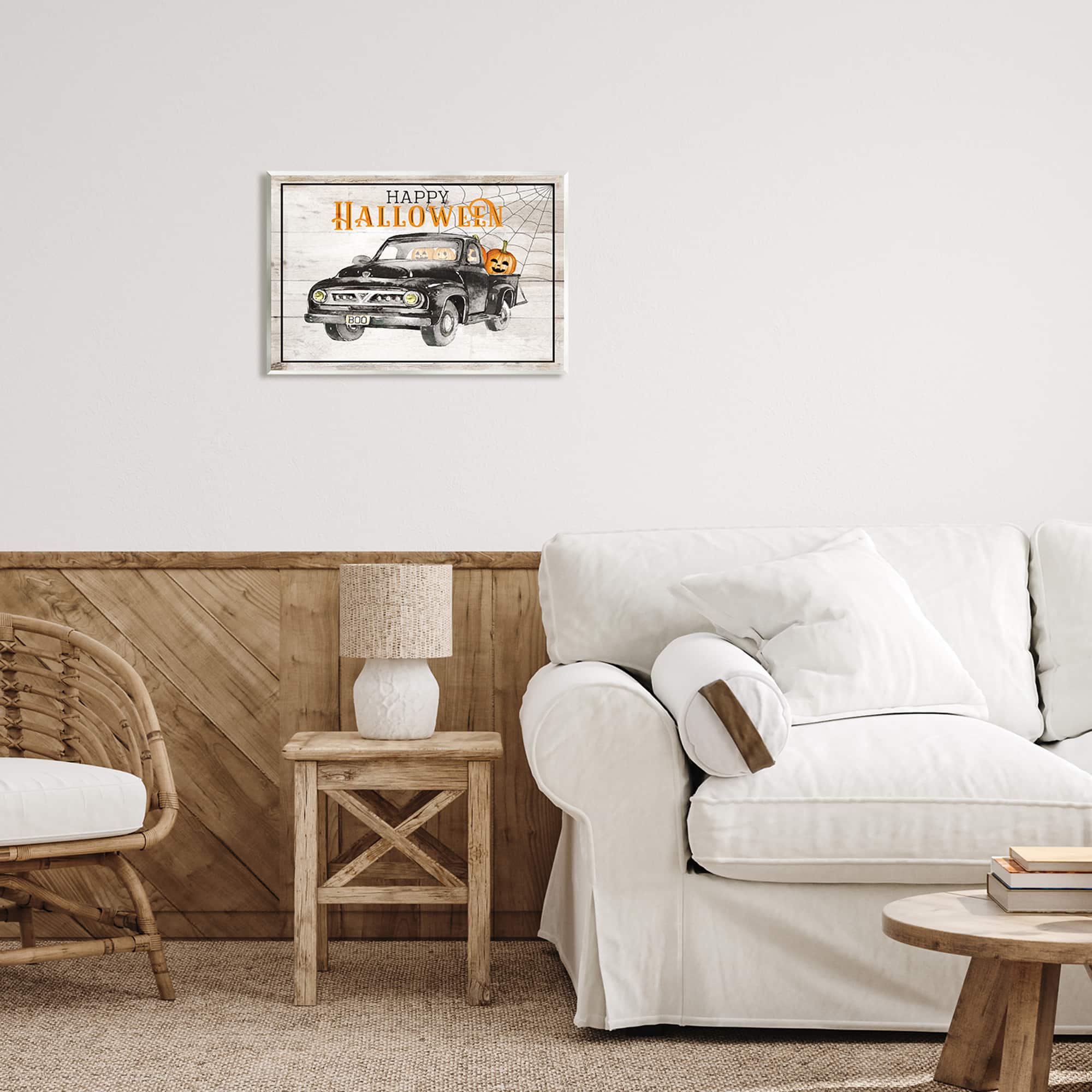 Stupell Industries Happy Halloween Pumpkin Truck Wall Plaque Art