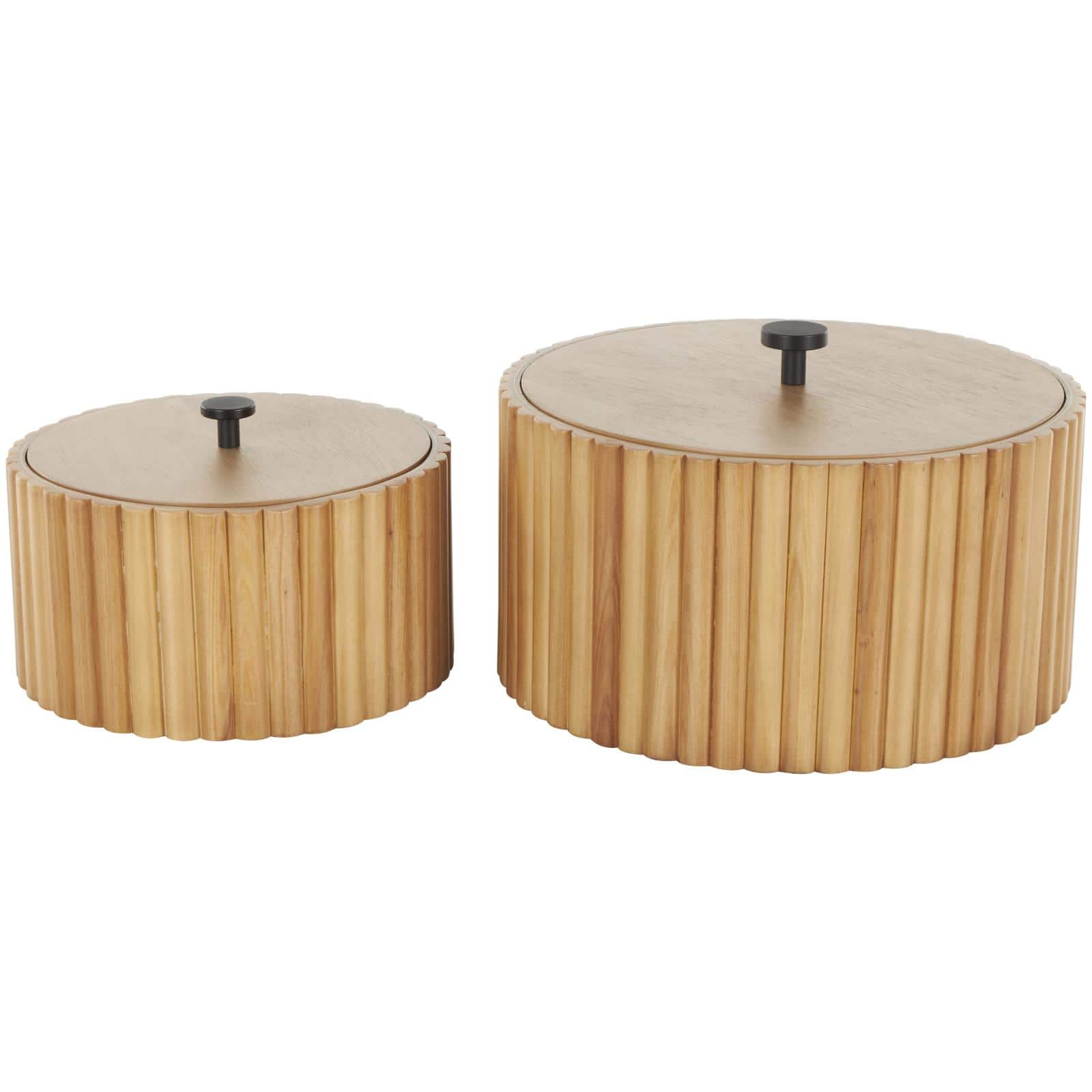 Brown Round Handmade Slatted Box Set
