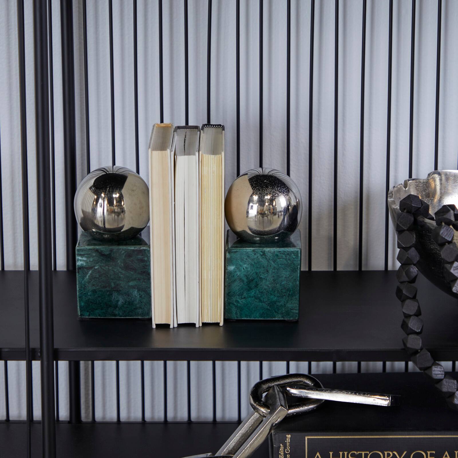 CosmoLiving by Cosmopolitan 7" Marble Orb Bookend Set
