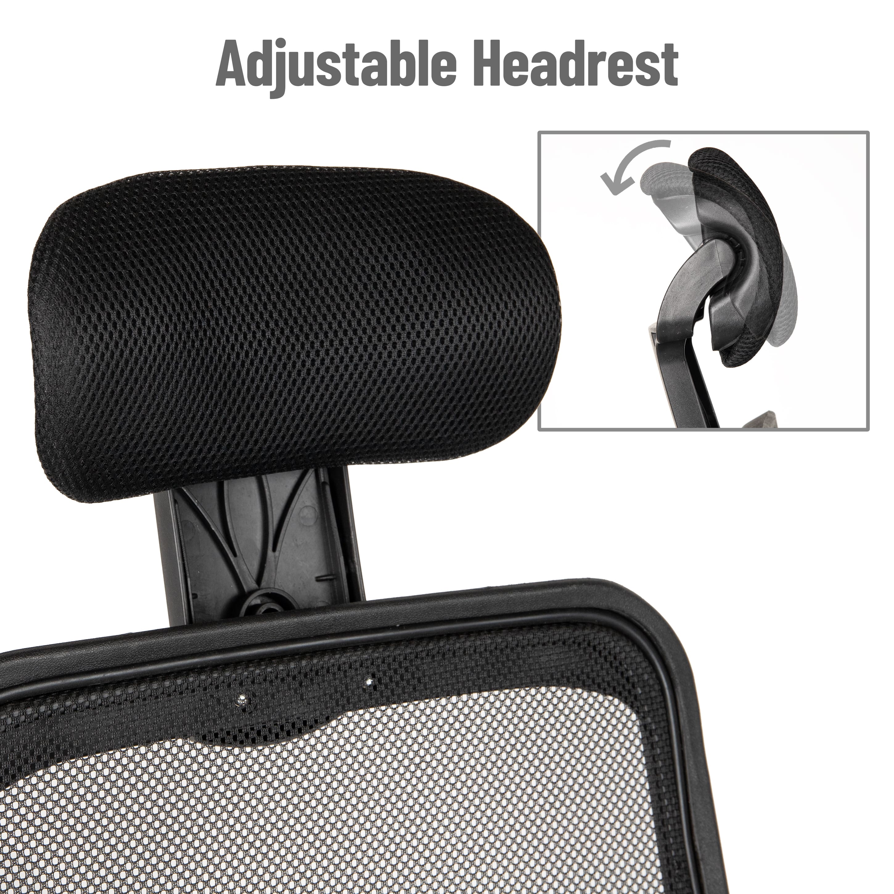 Mind Reader Office Chair with Wheels, Height Adjustable, Desk Chair, Office, 24"L x 24"W x 42.5-47"H, Black