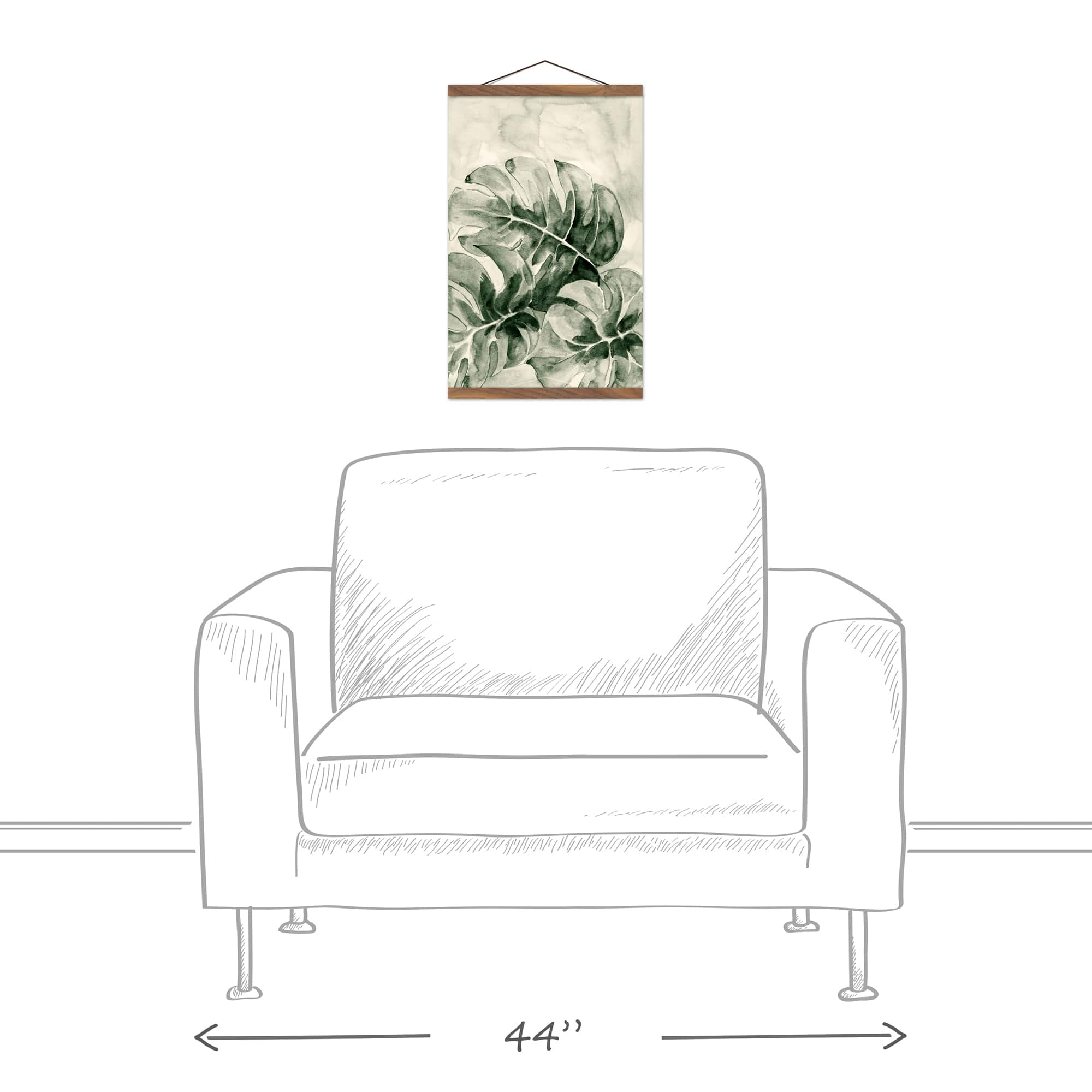 Sage Monstera Teak Hanging Canvas