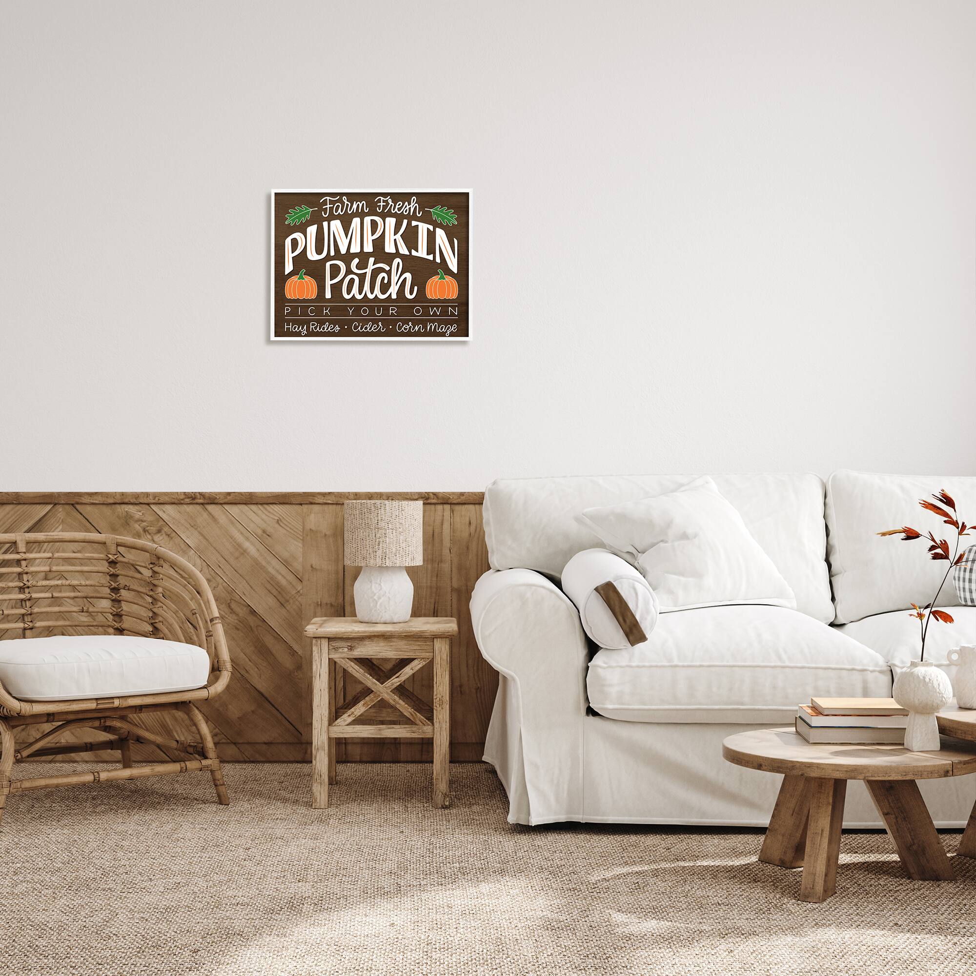 Stupell Industries Farm Fresh Pumpkin Patch Sign Framed Giclee Art