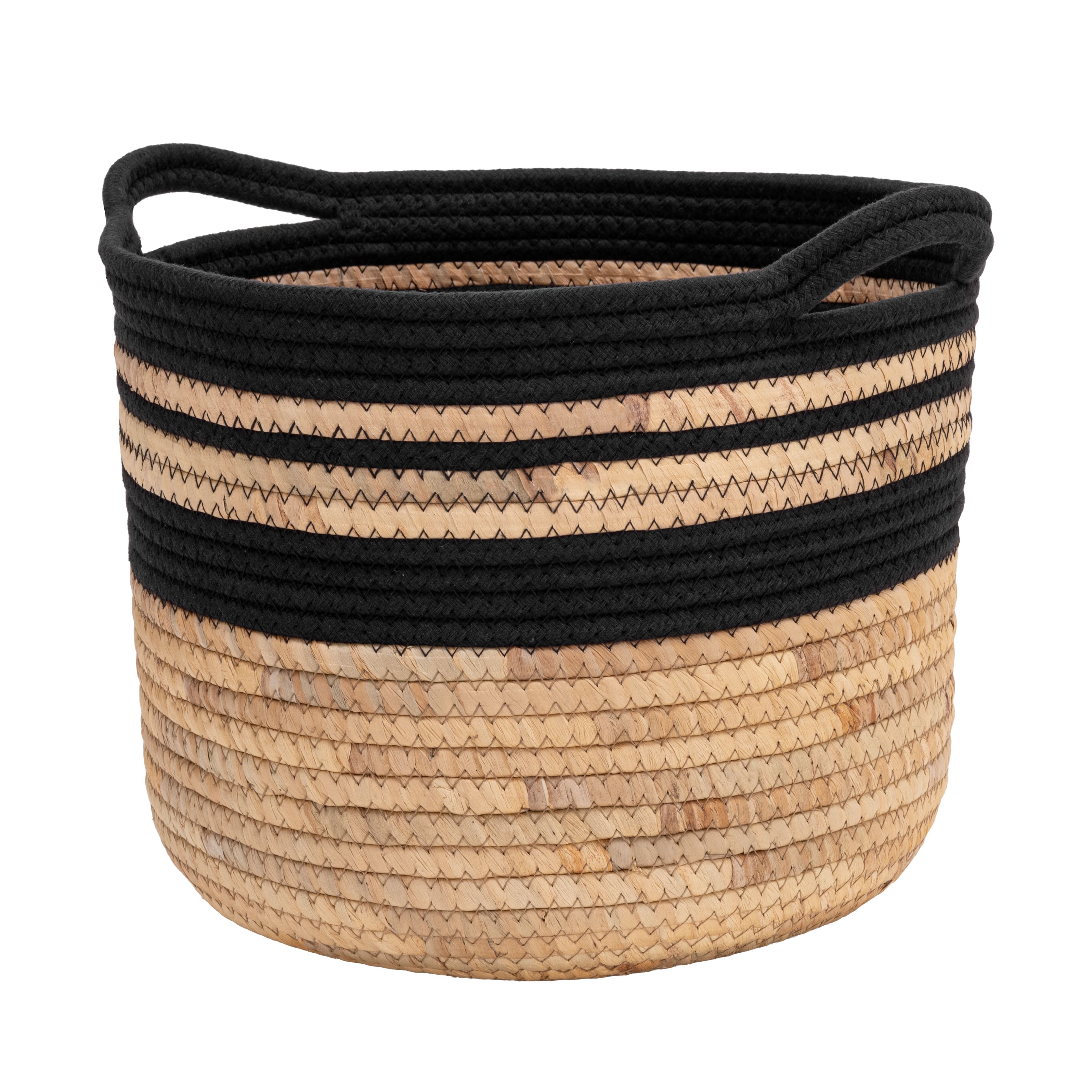 Seville Classics Small Round Water Hyacinth & Rope Basket